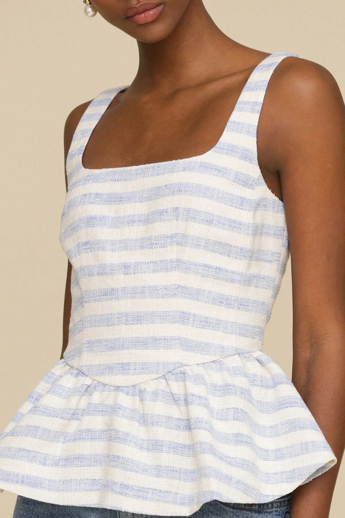 Striped Cotton Blend Peplum Top sold by Avec Les Filles product image thumbnail 5