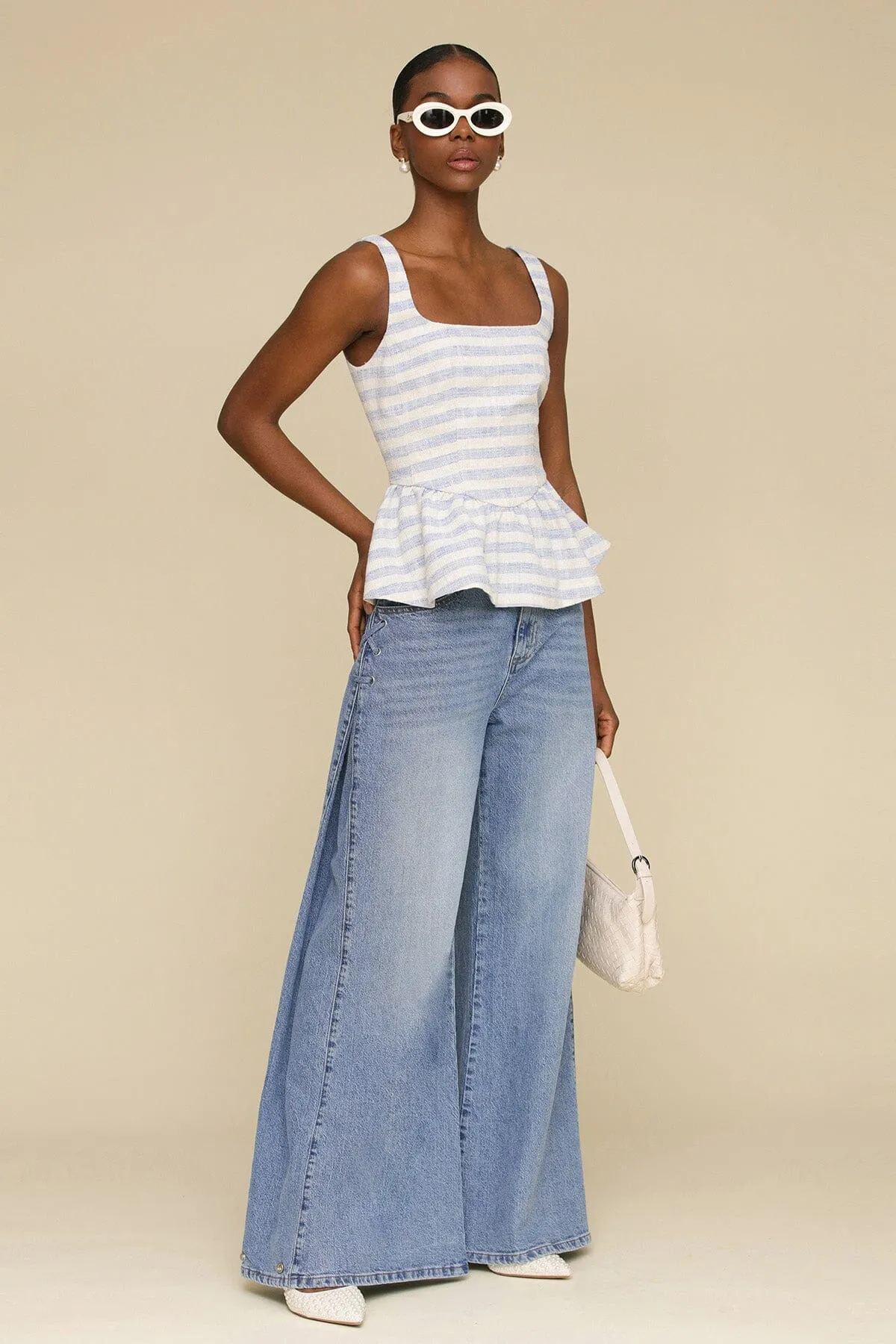 Striped Cotton Blend Peplum Top sold by Avec Les Filles