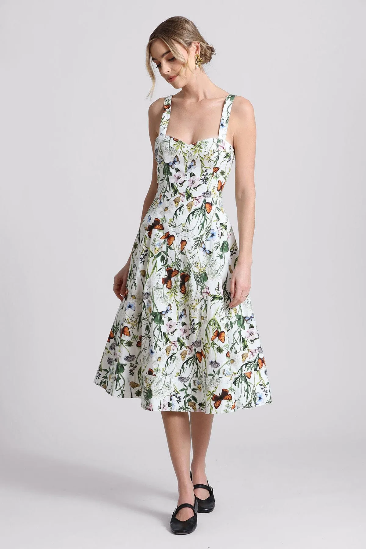 Printed Cotton Sweetheart Midi Dress sold by Avec Les Filles product image thumbnail 2