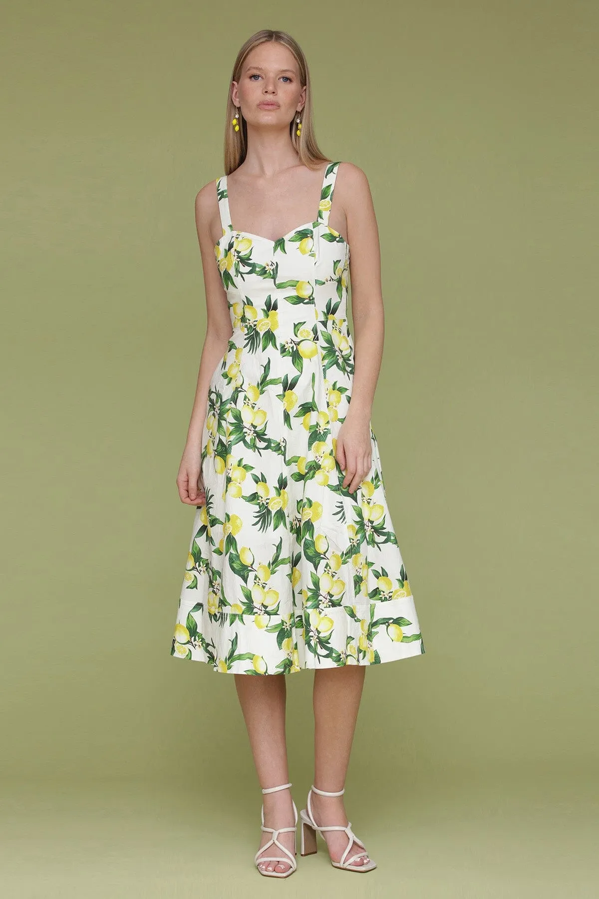 Printed Cotton Sweetheart Midi Dress sold by Avec Les Filles product image thumbnail 3