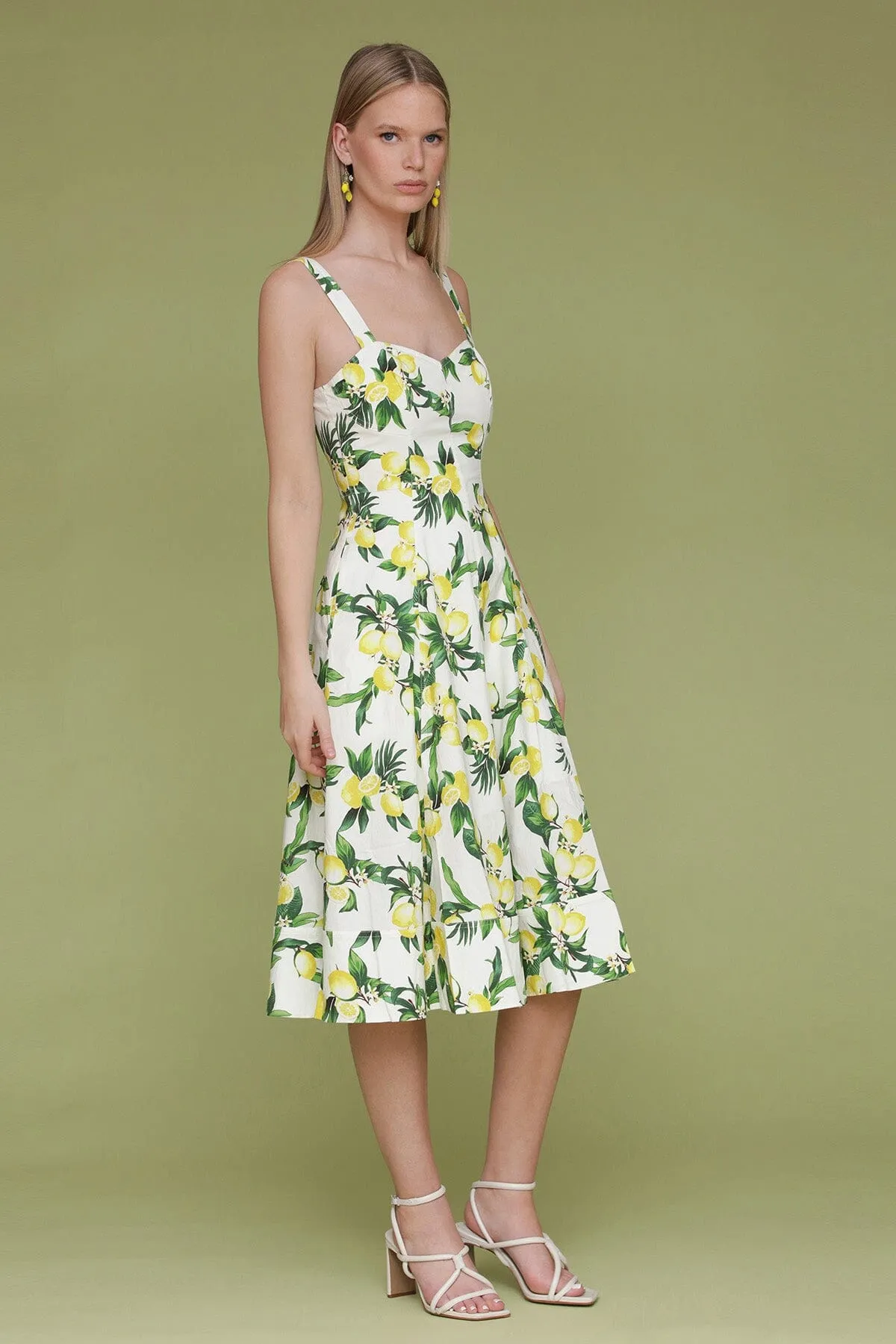 Printed Cotton Sweetheart Midi Dress sold by Avec Les Filles product image thumbnail 5