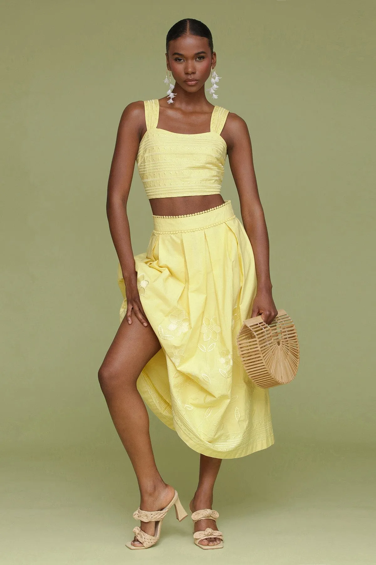 Embroidered Cotton Midi Skirt sold by Avec Les Filles product image thumbnail 4