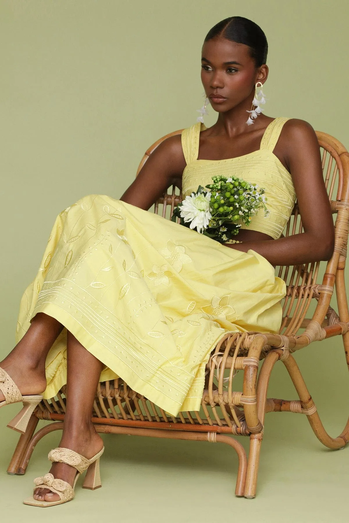 Embroidered Cotton Midi Skirt sold by Avec Les Filles