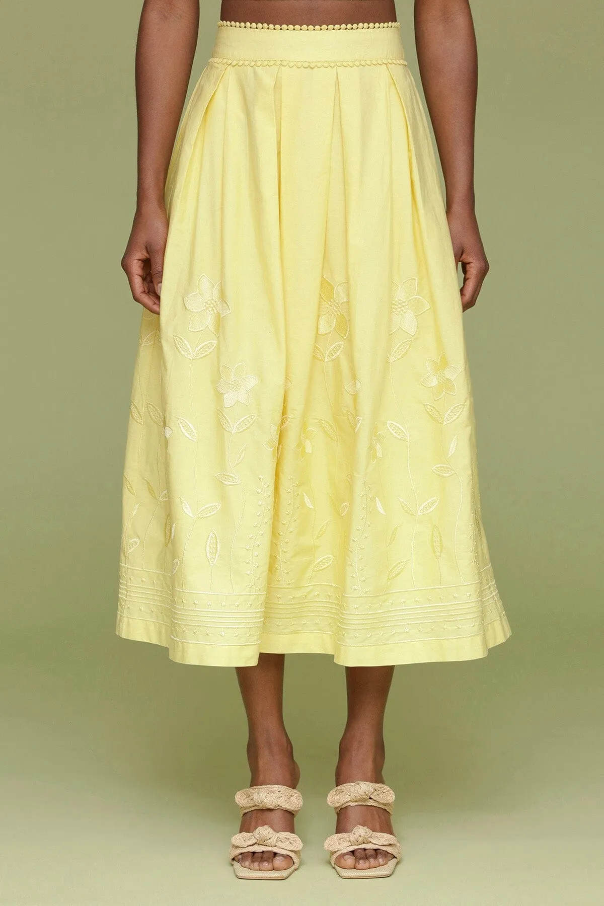 Embroidered Cotton Midi Skirt sold by Avec Les Filles product image thumbnail 5