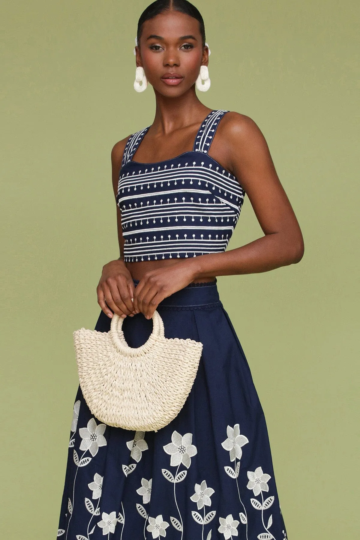 Embroidered Cotton Crop Tank Top sold by Avec Les Filles product image thumbnail 3