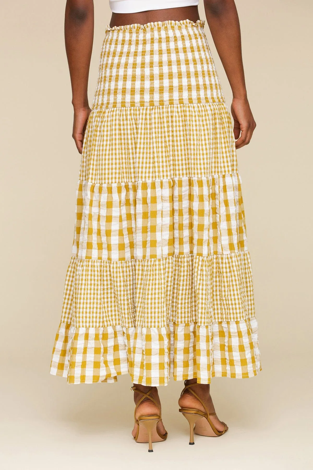 Convertible Cotton Gingham Tiered Maxi Skirt sold by Avec Les Filles product image thumbnail 5