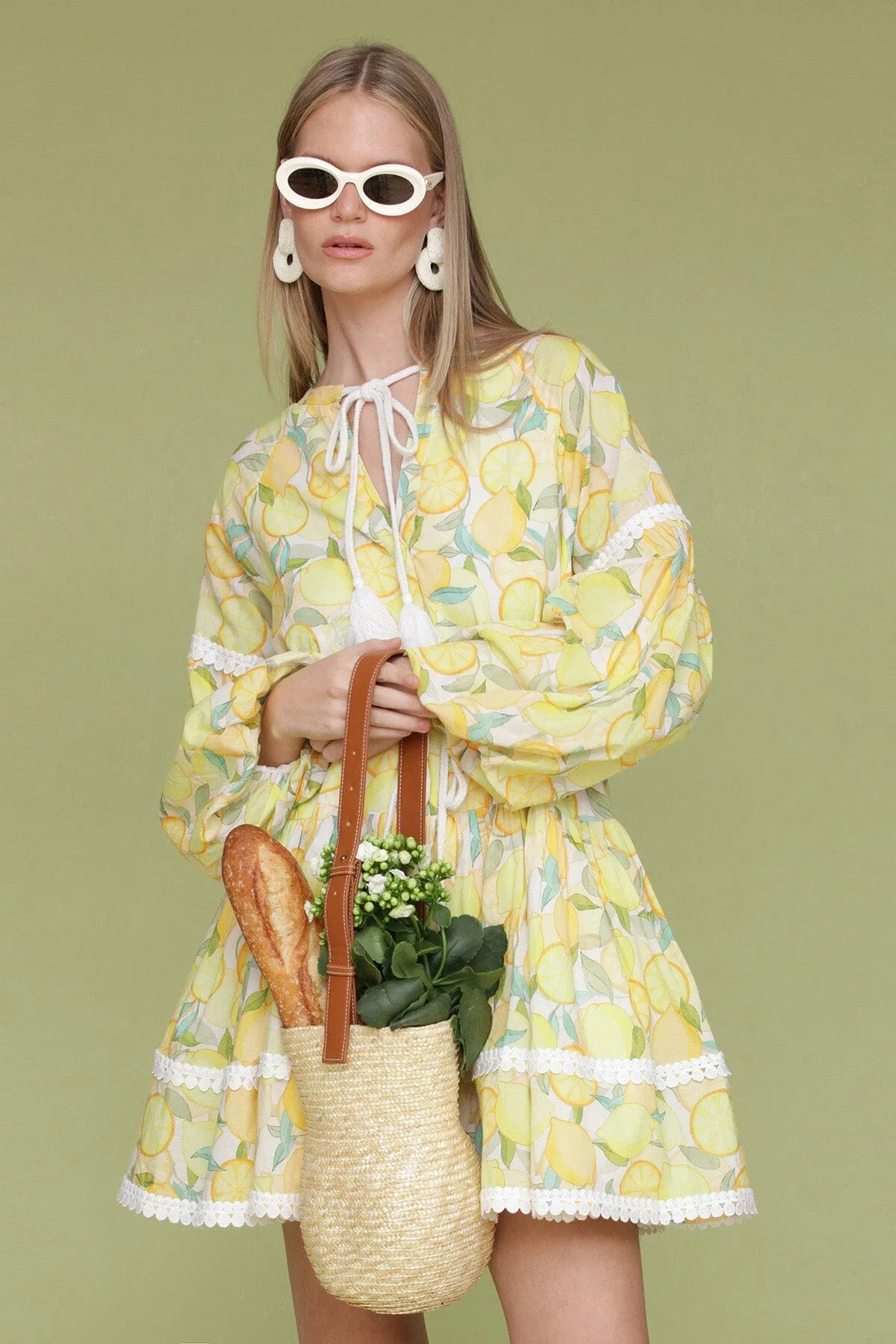 Printed Cotton Prairie Mini Dress sold by Avec Les Filles product image thumbnail 2