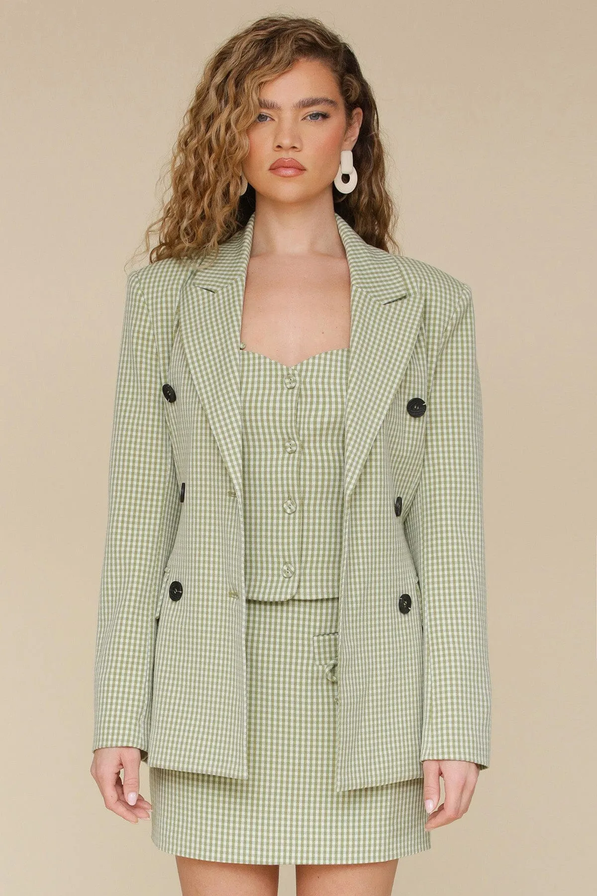 Belted Gingham Sculpted Blazer sold by Avec Les Filles product image thumbnail 5