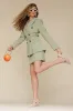 Belted Gingham Sculpted Blazer sold by Avec Les Filles