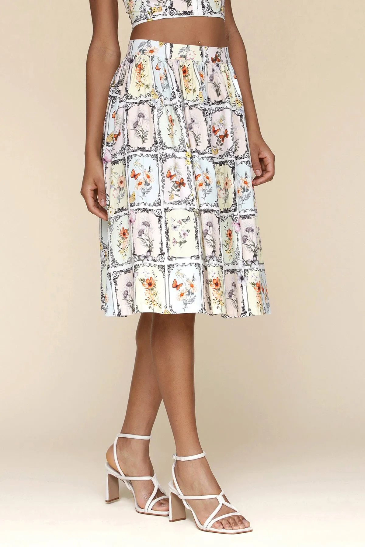 Garden Letterpress Cotton Midi Skirt sold by Avec Les Filles product image thumbnail 4