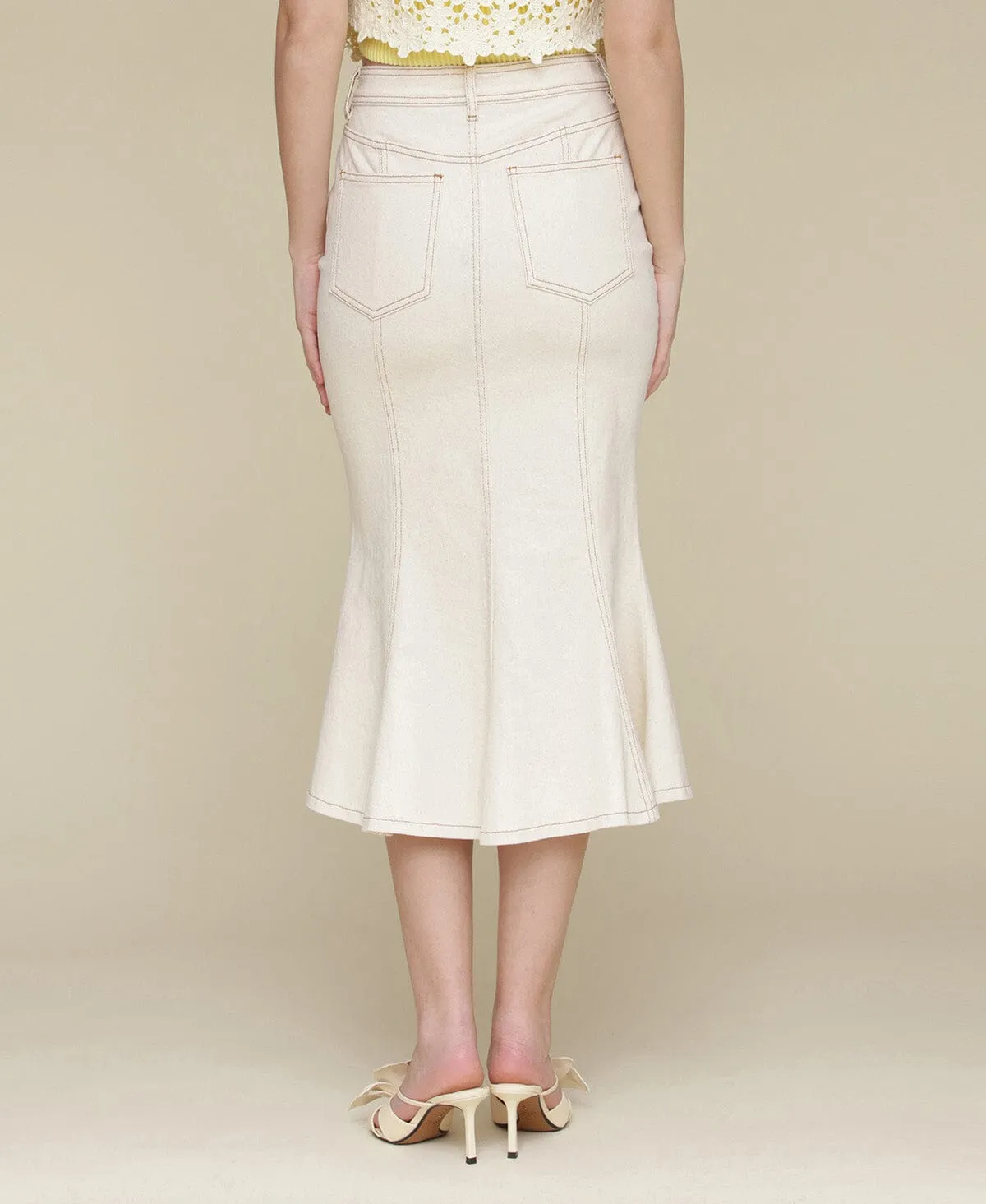 Paneled Denim Trumpet Skirt sold by Avec Les Filles product image thumbnail 5