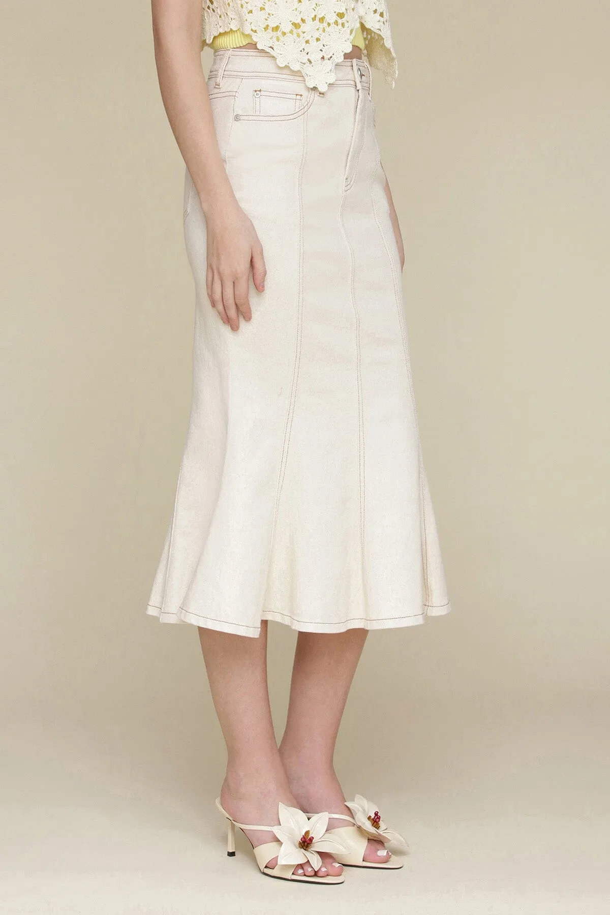 Paneled Denim Trumpet Skirt sold by Avec Les Filles product image thumbnail 4