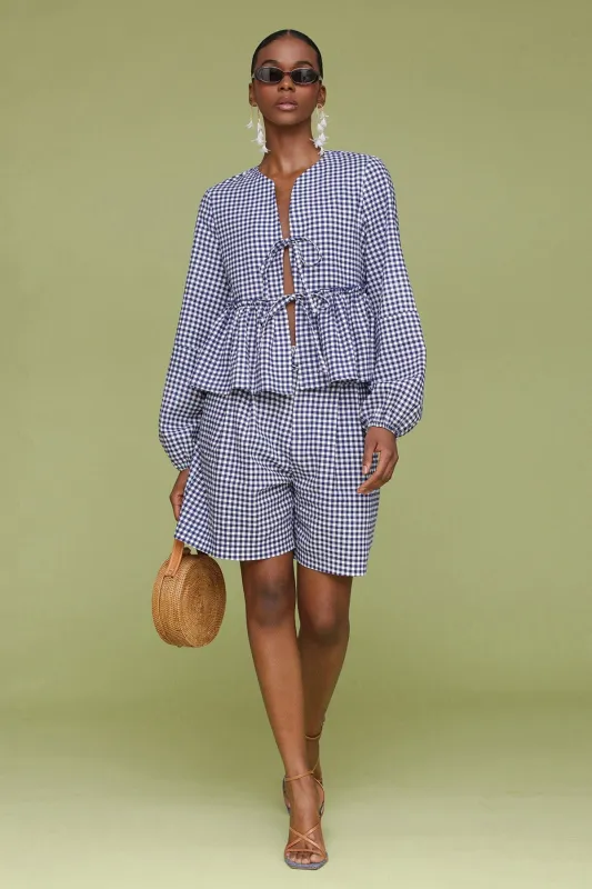 Gingham Linen Blend Tailored Shorts sold by Avec Les Filles