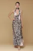 Scarf Tie Leopard Print Halter Maxi Dress sold by Avec Les Filles