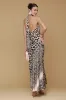Scarf Tie Leopard Print Halter Maxi Dress sold by Avec Les Filles