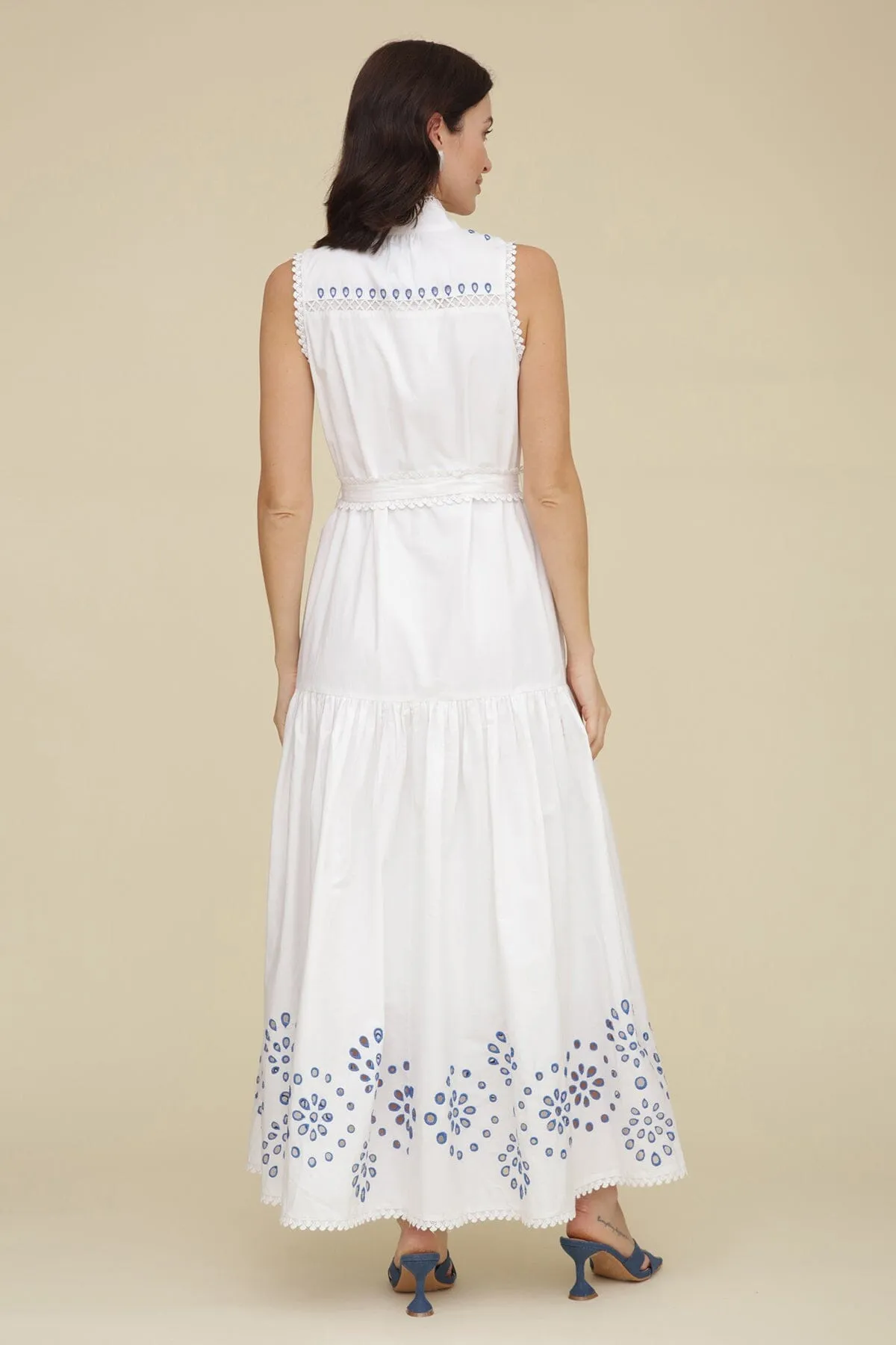 Embroidered Cotton Belted Maxi Dress sold by Avec Les Filles product image thumbnail 5
