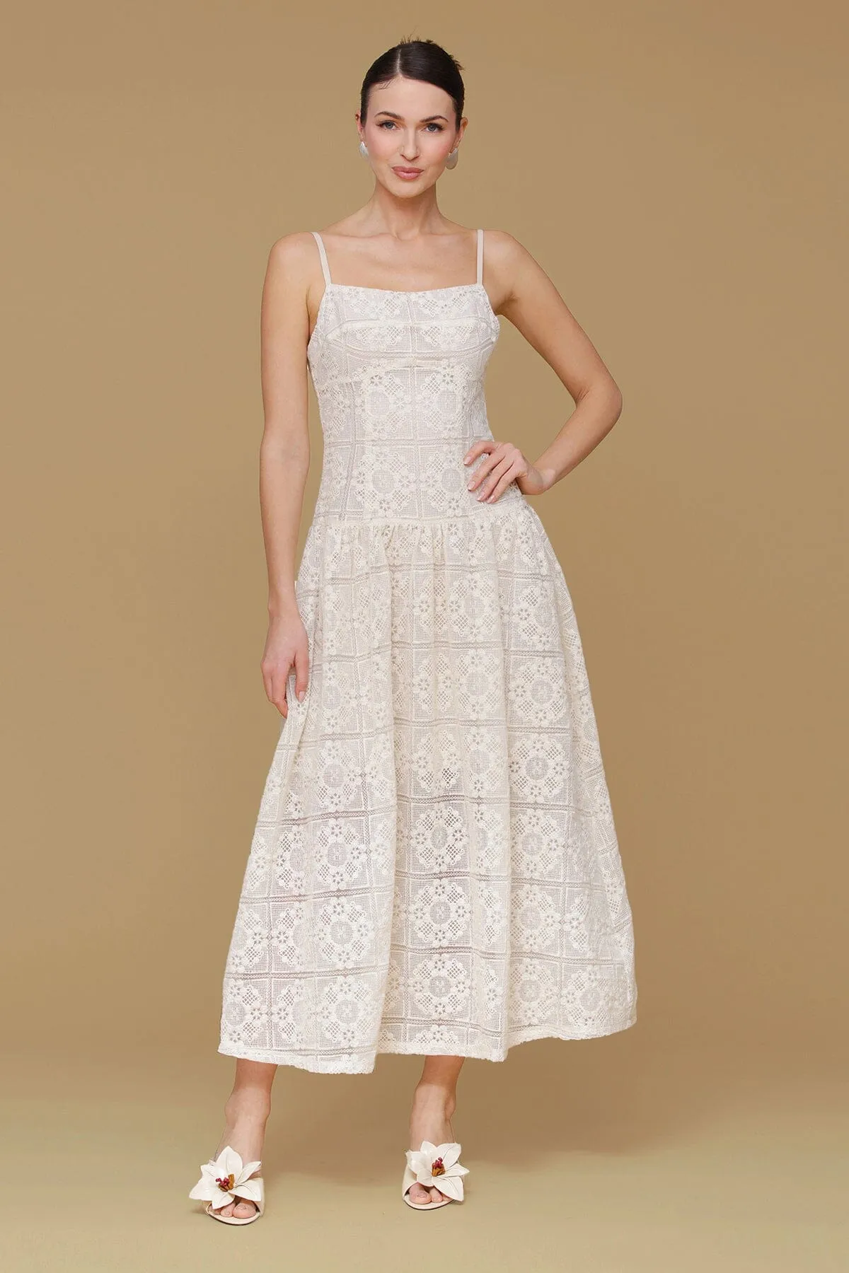 Crochet Drop Waist Maxi Dress sold by Avec Les Filles product image thumbnail 4