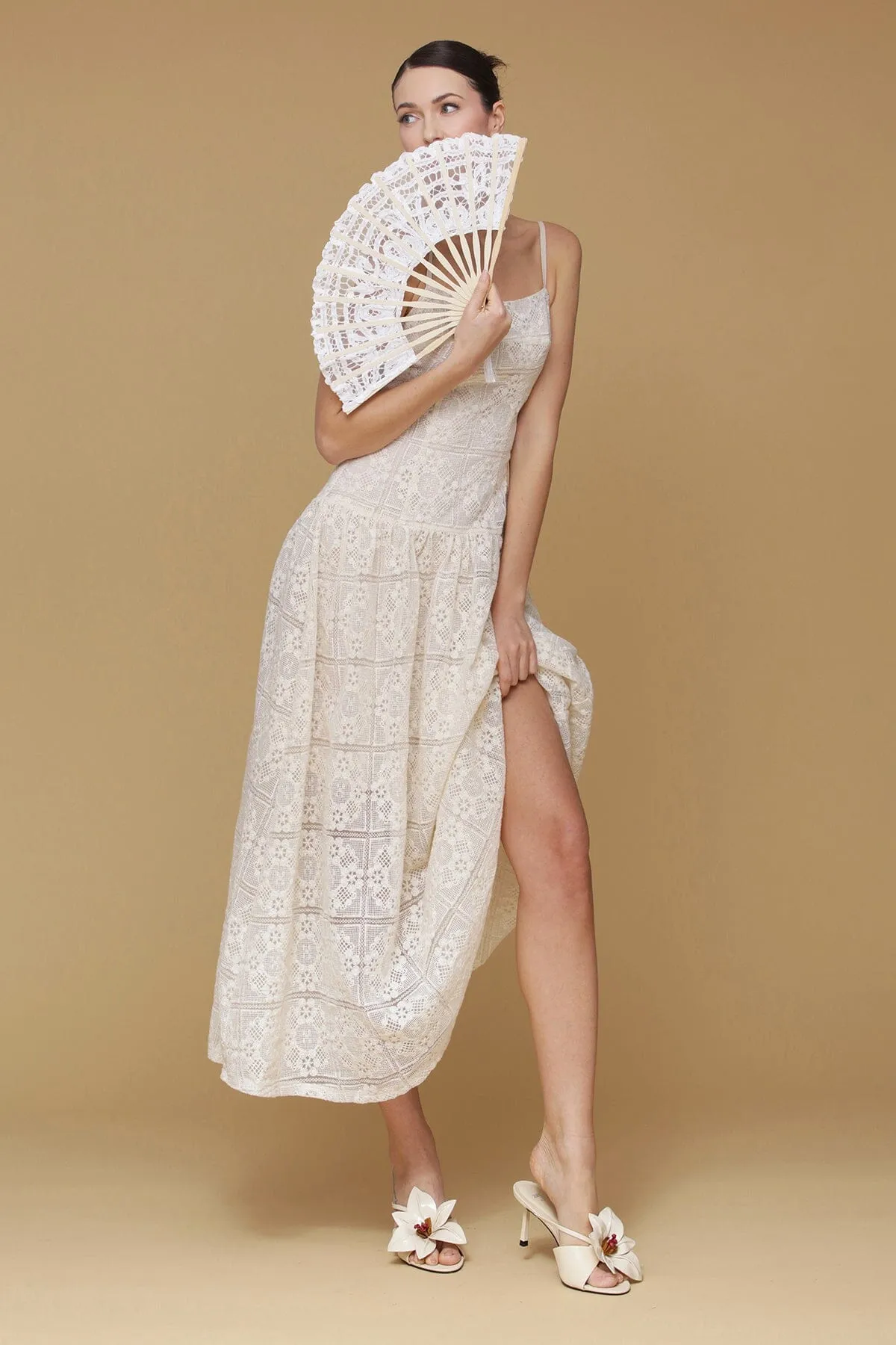 Crochet Drop Waist Maxi Dress sold by Avec Les Filles product image thumbnail 2