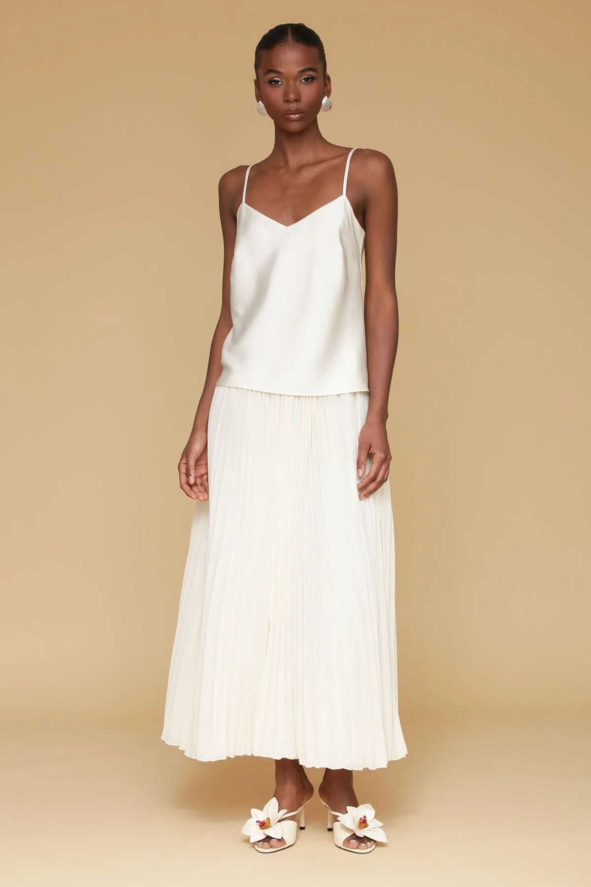 Satin Drop-Waist Pleated Maxi Dress sold by Avec Les Filles product image thumbnail 4