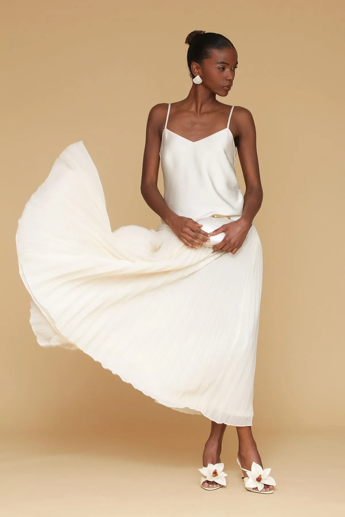 Satin Drop-Waist Pleated Maxi Dress sold by Avec Les Filles product image thumbnail 2