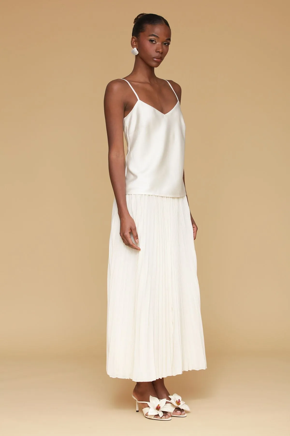Satin Drop-Waist Pleated Maxi Dress sold by Avec Les Filles product image thumbnail 5