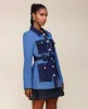 Two-Tone Denim Belted Military Jacket sold by Avec Les Filles