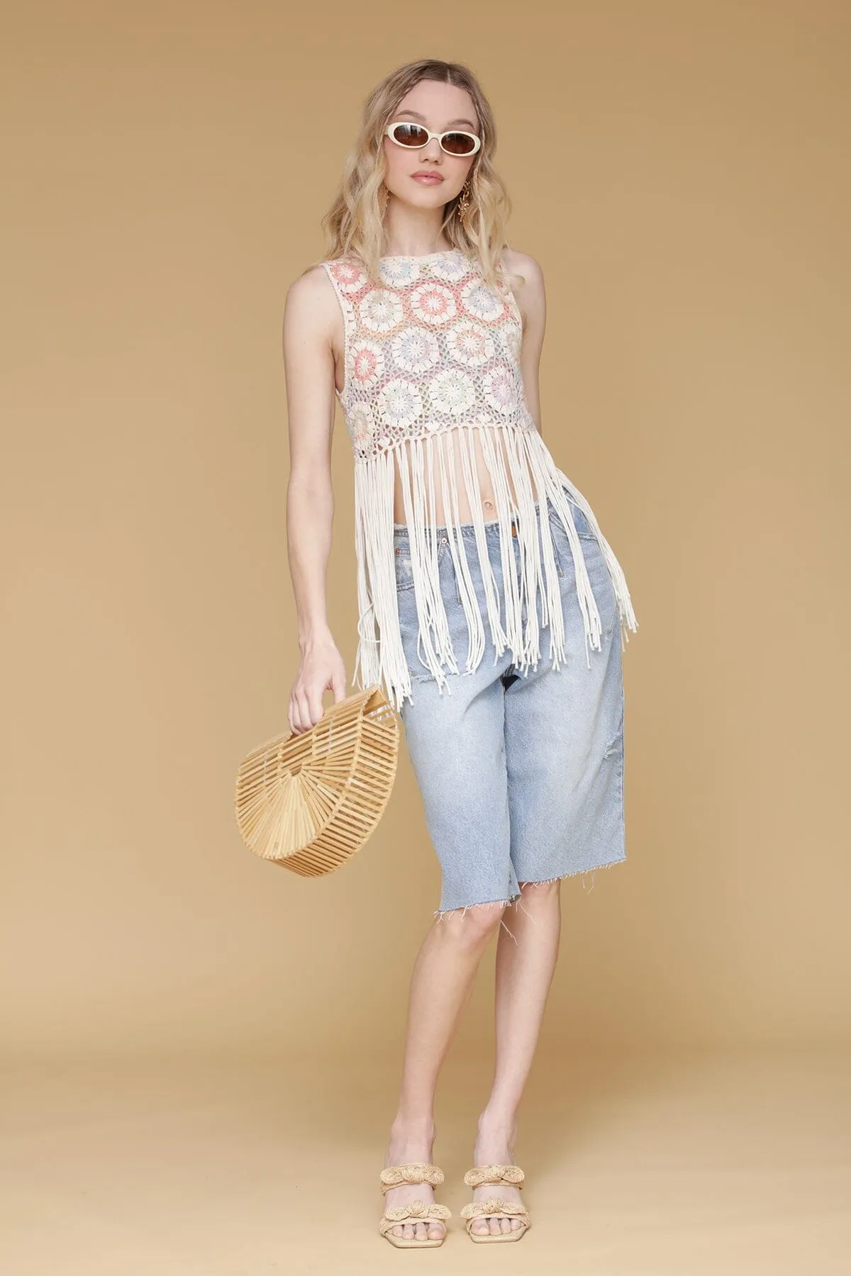 Statement Fringe Crochet Crop Top sold by Avec Les Filles product image thumbnail 3