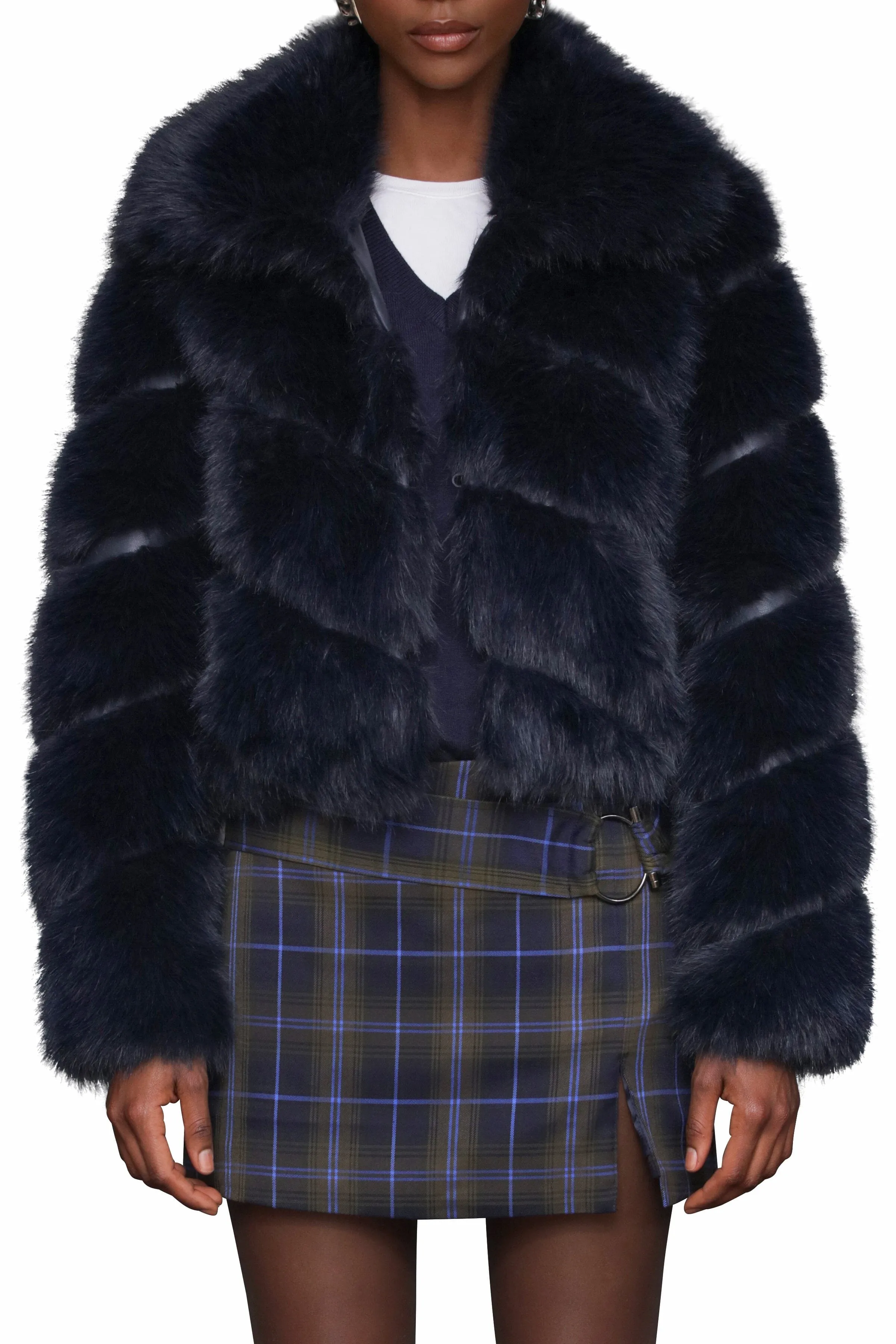 Luxe Faux Fur Paneled Coat sold by Avec Les Filles product image thumbnail 2