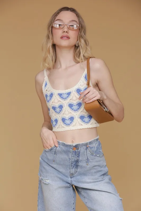 Crochet Cotton Blend Mixed Pattern Crop Top sold by Avec Les Filles