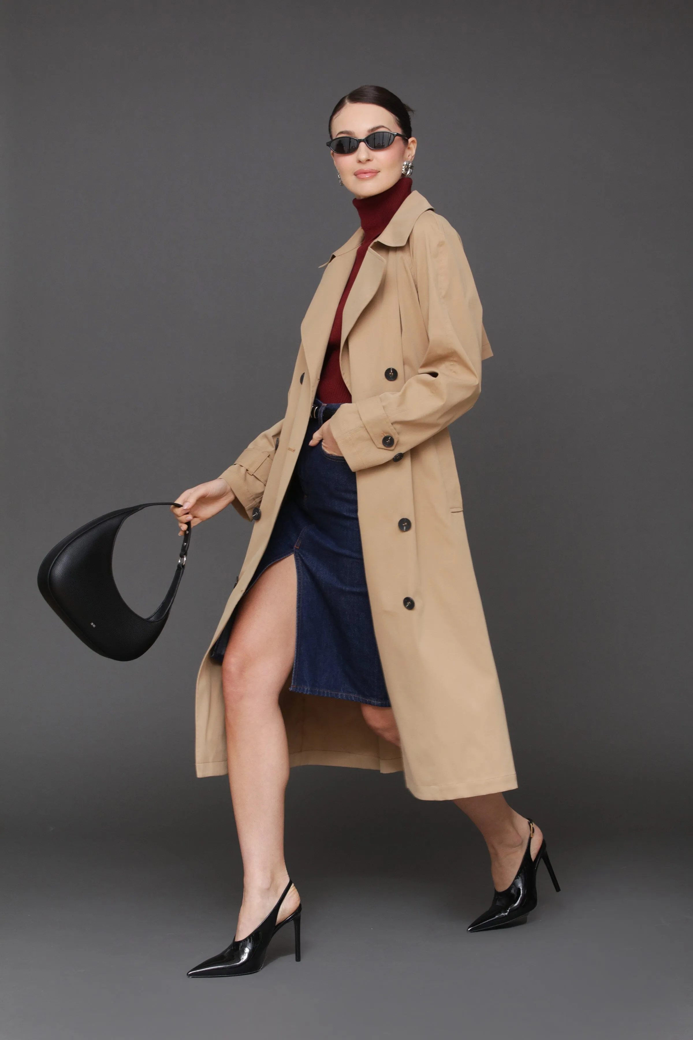 Double Breasted Drape Trench Coat sold by Avec Les Filles