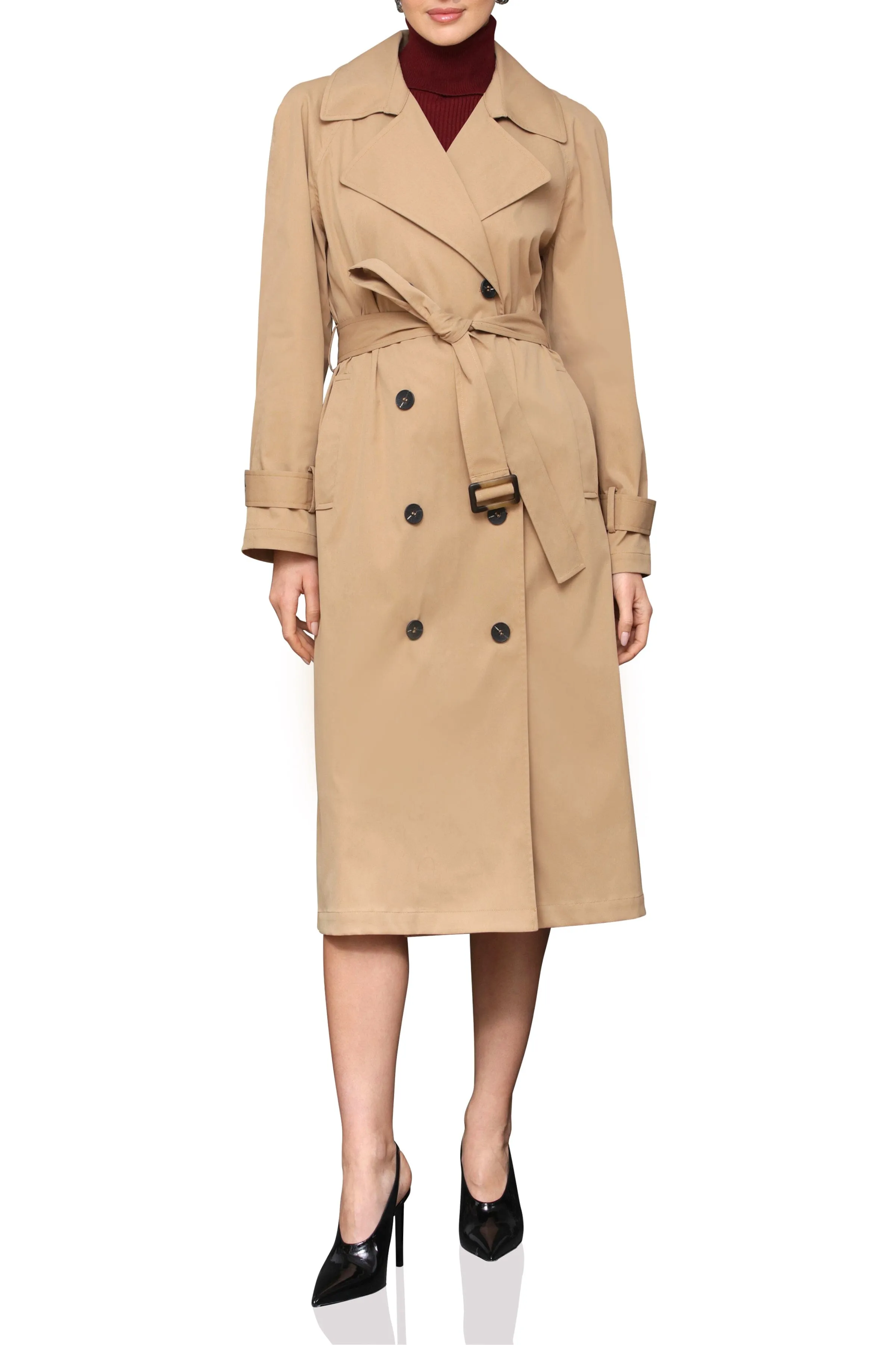 Double Breasted Drape Trench Coat sold by Avec Les Filles product image thumbnail 5