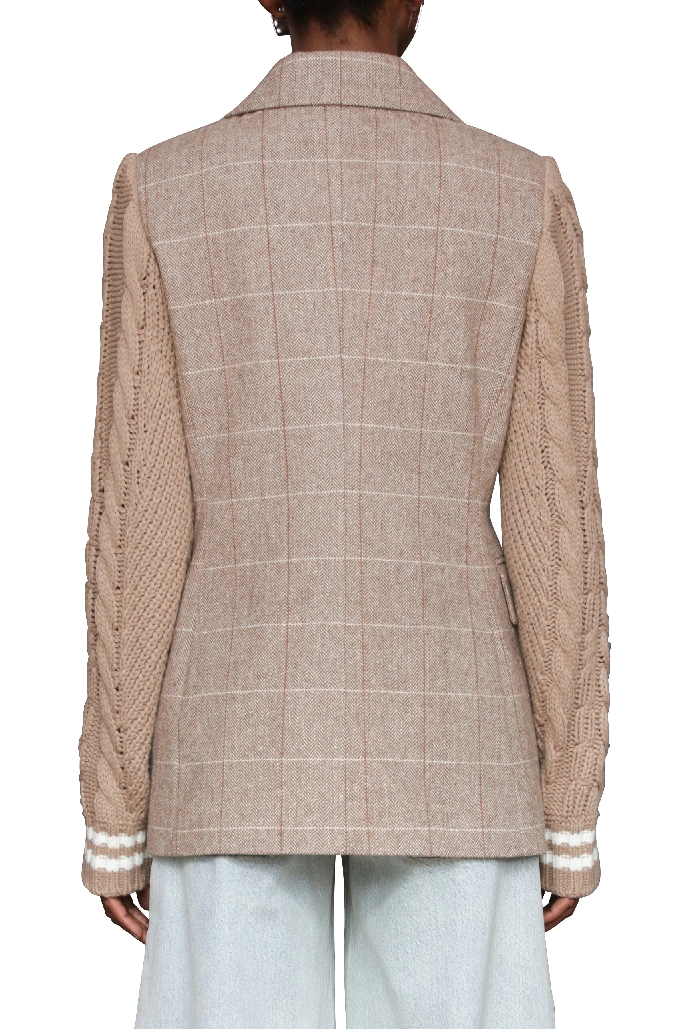 Plaid Double Breasted Sweater Sleeve Blazer sold by Avec Les Filles product image thumbnail 2