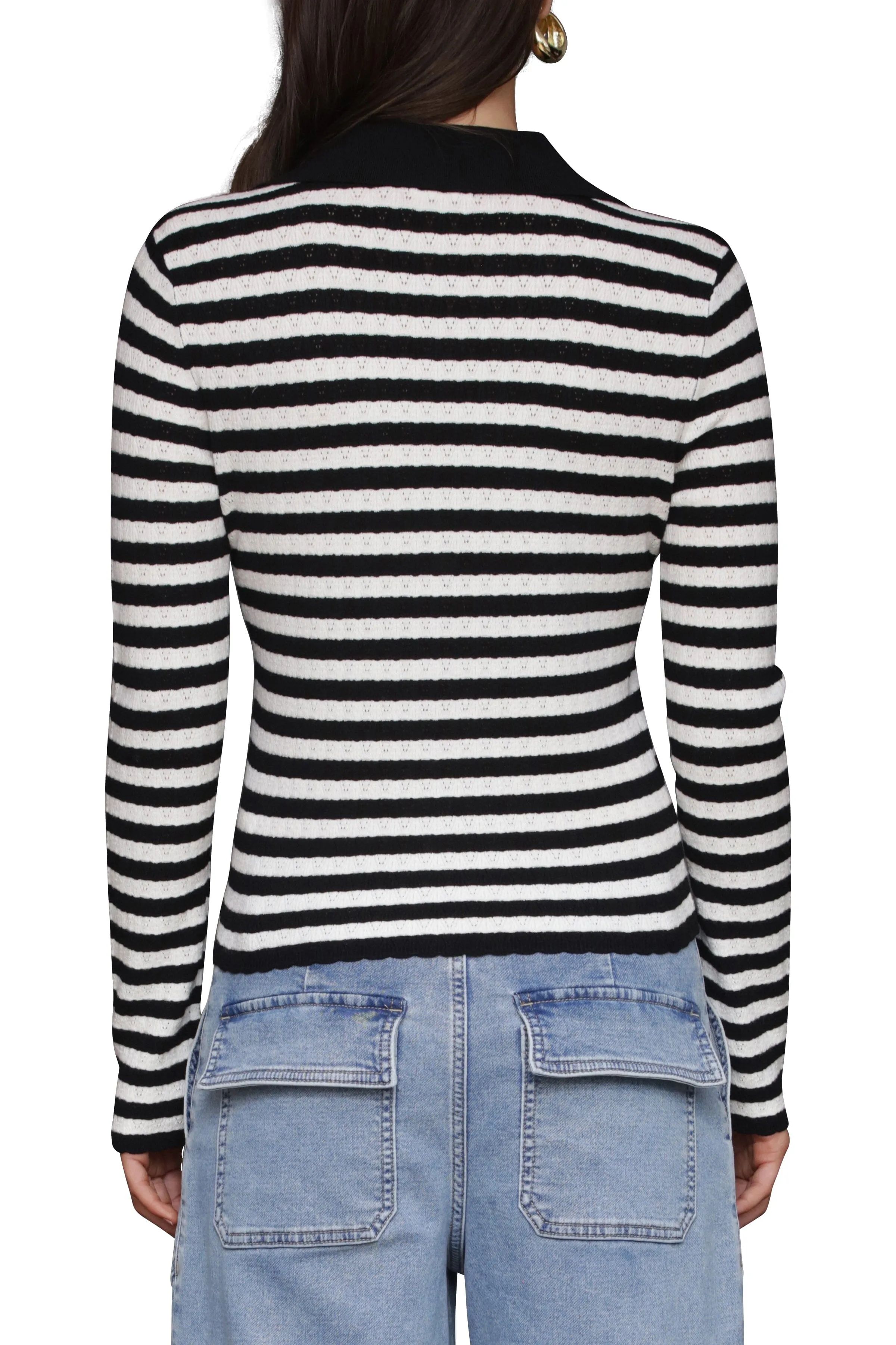Striped Polo Cardigan sold by Avec Les Filles product image thumbnail 2