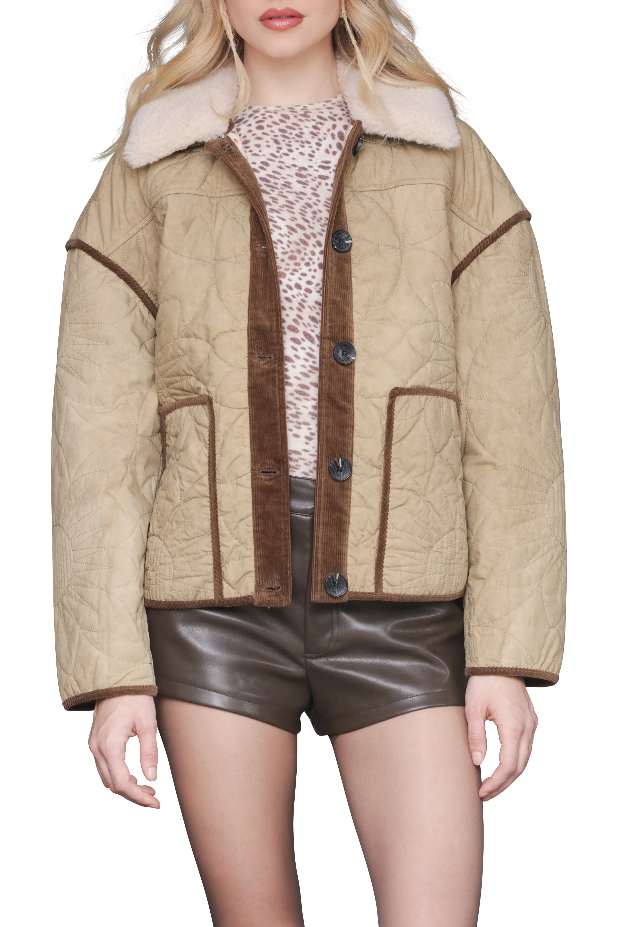 Contrast Trim Quilted Jacket sold by Avec Les Filles product image thumbnail 4