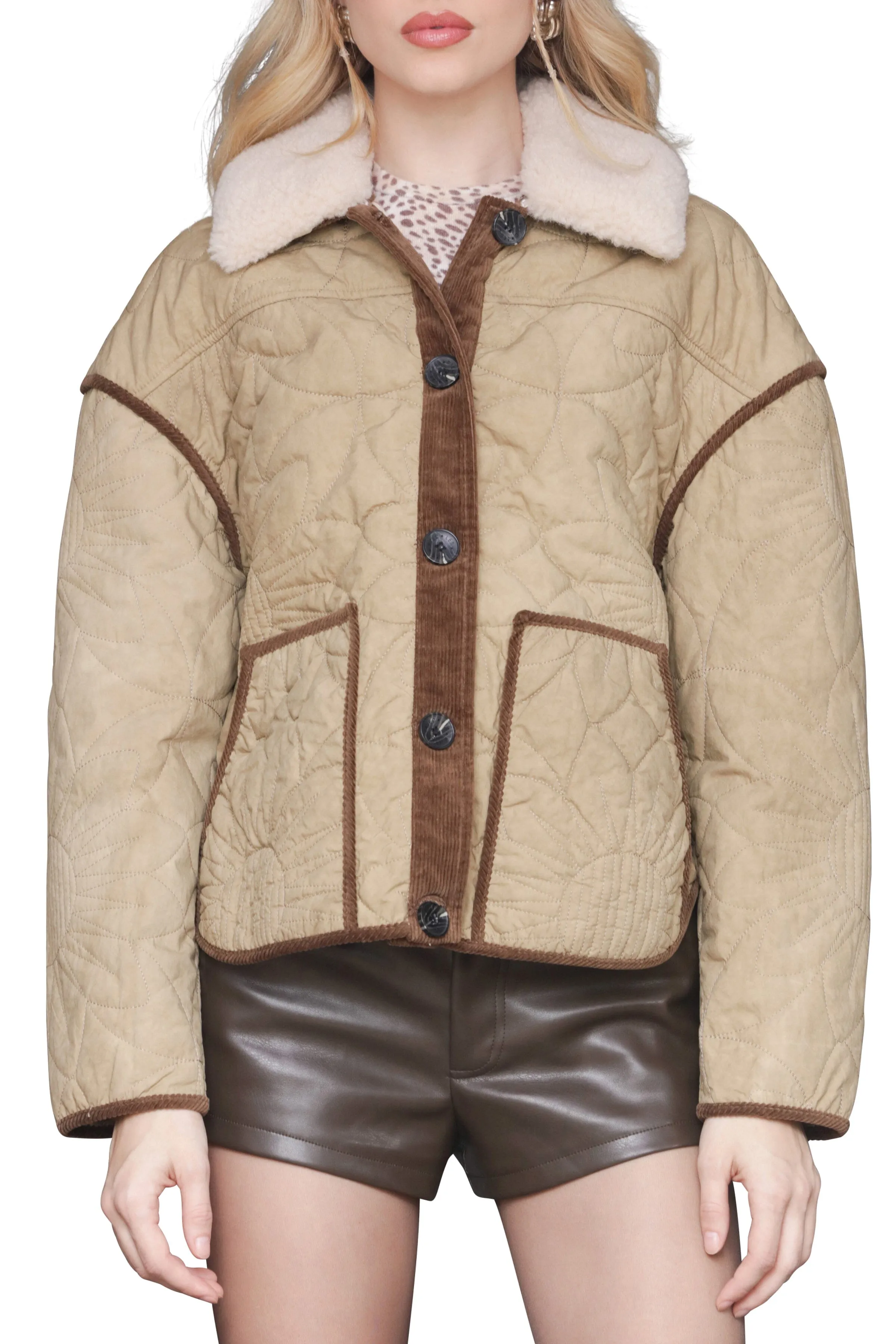Contrast Trim Quilted Jacket sold by Avec Les Filles