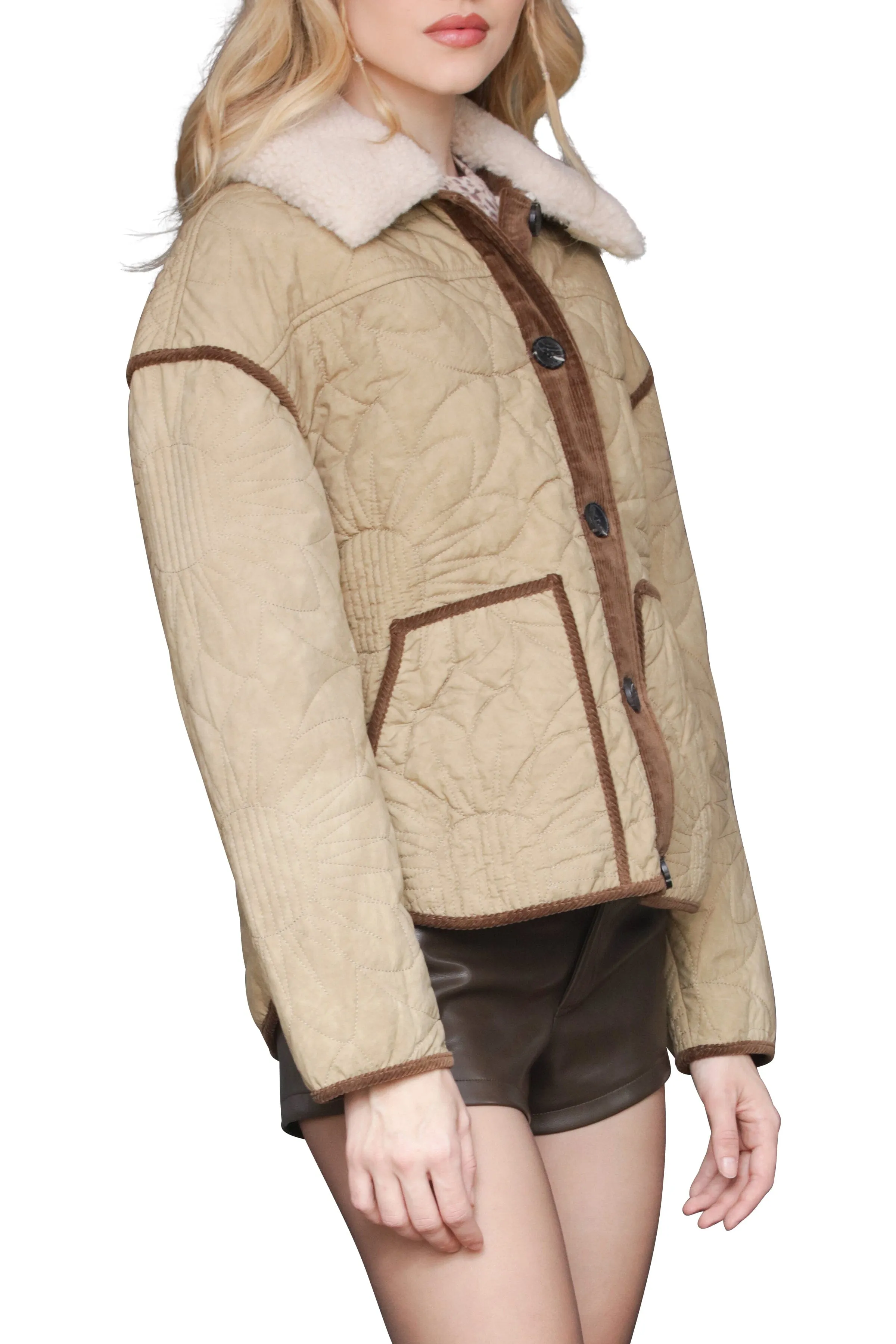 Contrast Trim Quilted Jacket sold by Avec Les Filles product image thumbnail 3