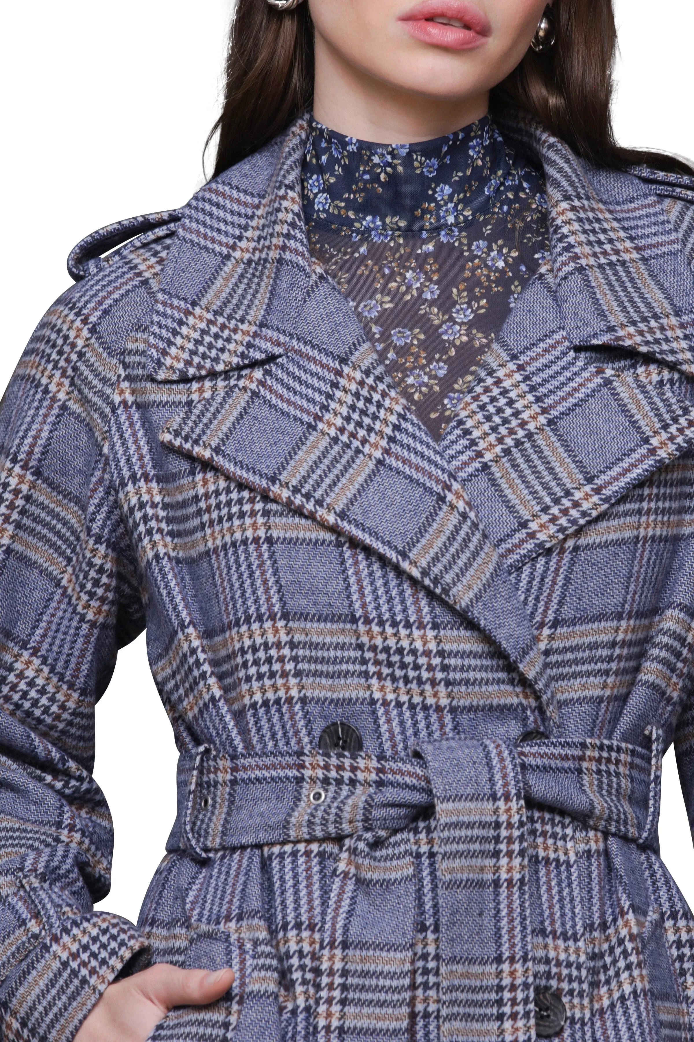 Plaid Belted Utility Trench Coat sold by Avec Les Filles product image thumbnail 4