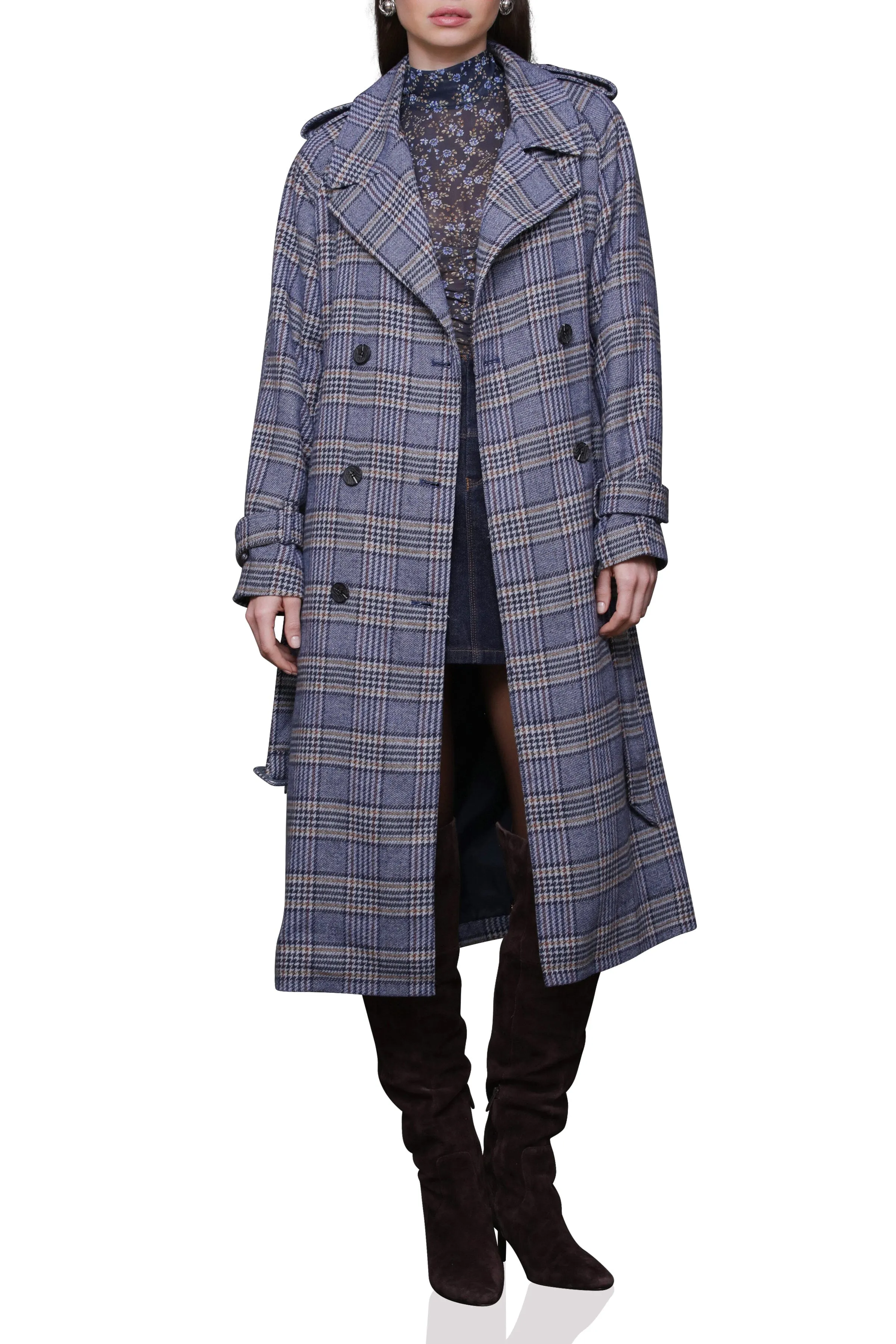 Plaid Belted Utility Trench Coat sold by Avec Les Filles product image thumbnail 5