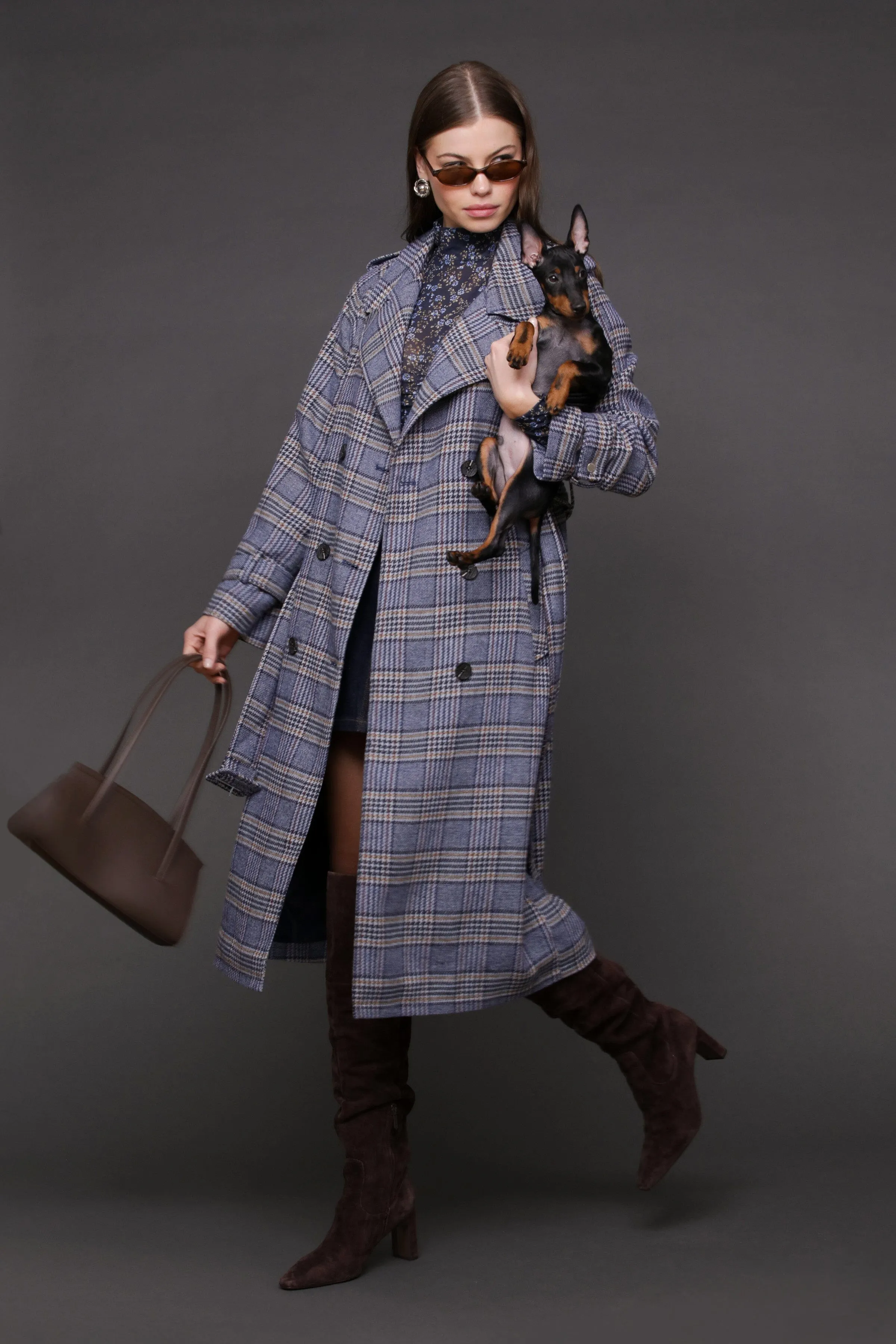 Plaid Belted Utility Trench Coat sold by Avec Les Filles