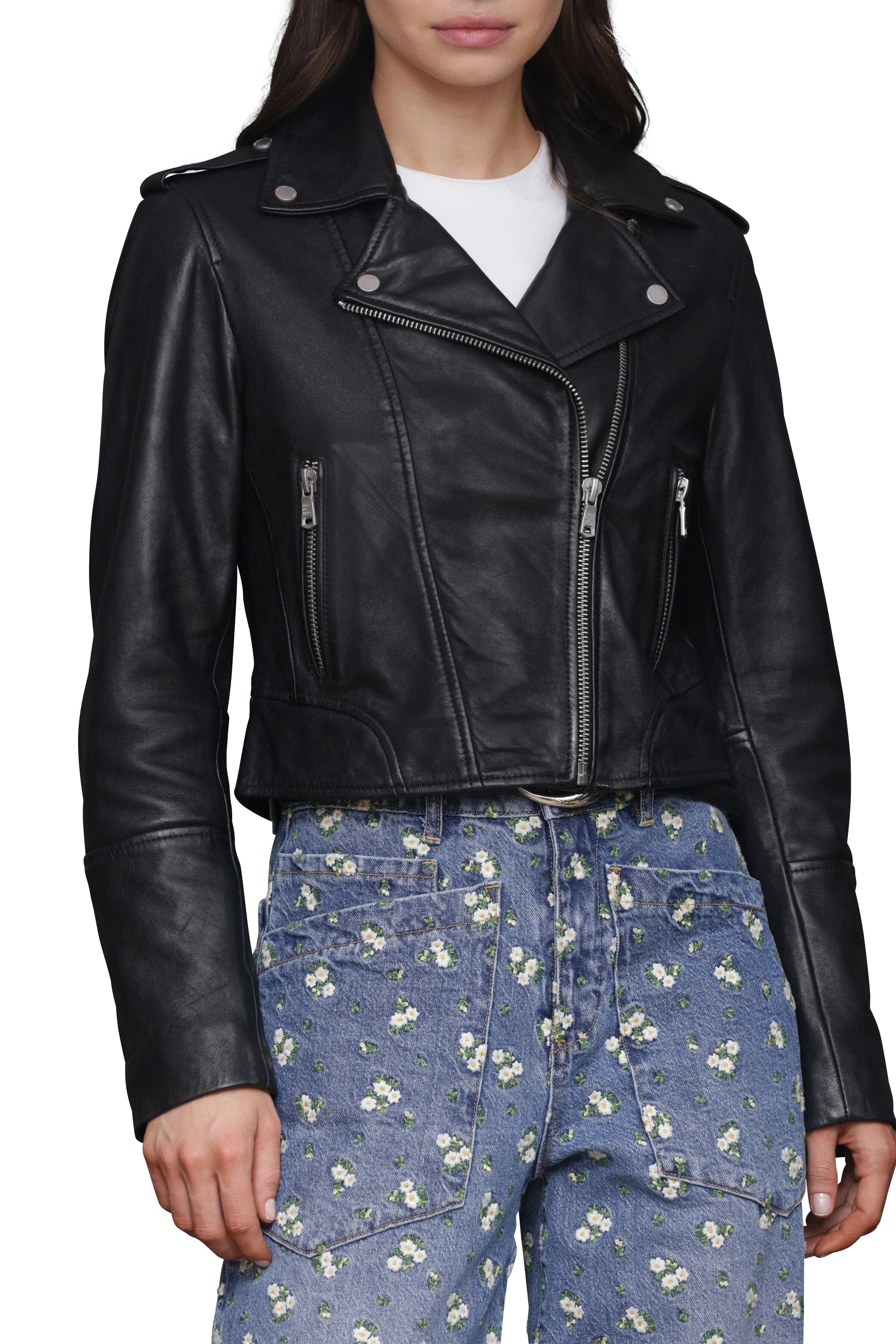 Cropped Genuine Leather Jacket sold by Avec Les Filles product image thumbnail 4