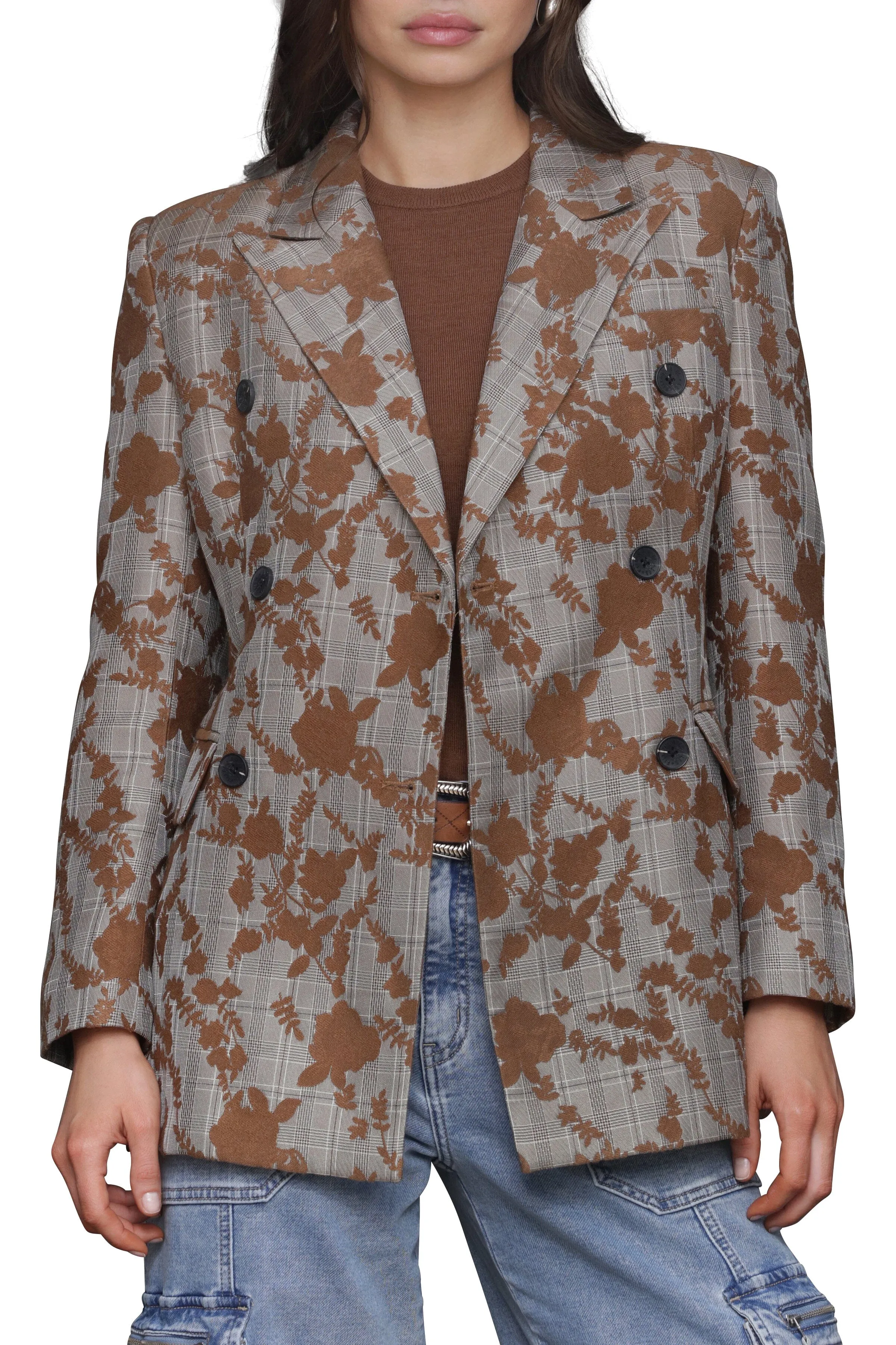 Floral Jacquard Hourglass Blazer sold by Avec Les Filles