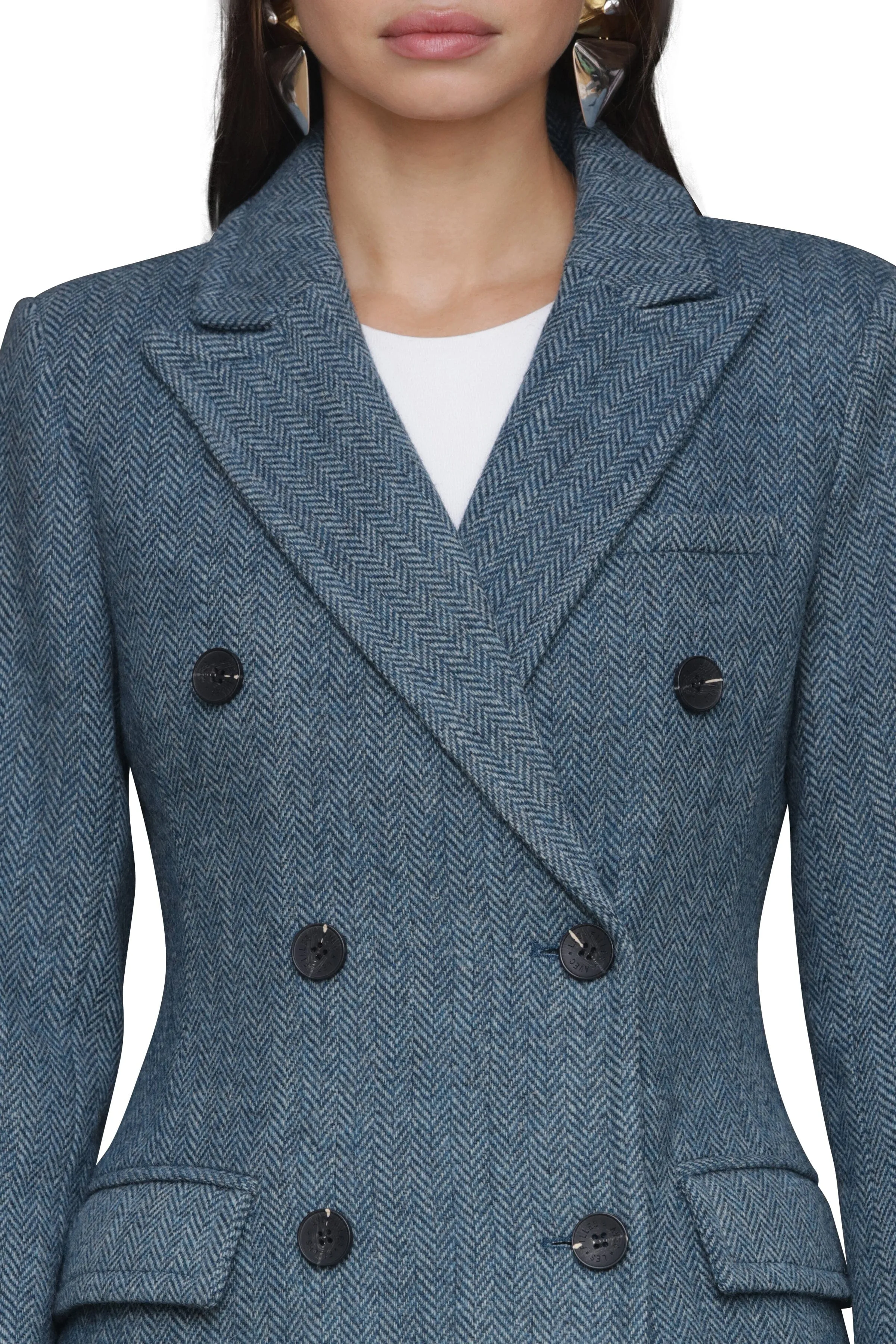 Herringbone Strong Shoulder Hourglass Coat sold by Avec Les Filles product image thumbnail 3