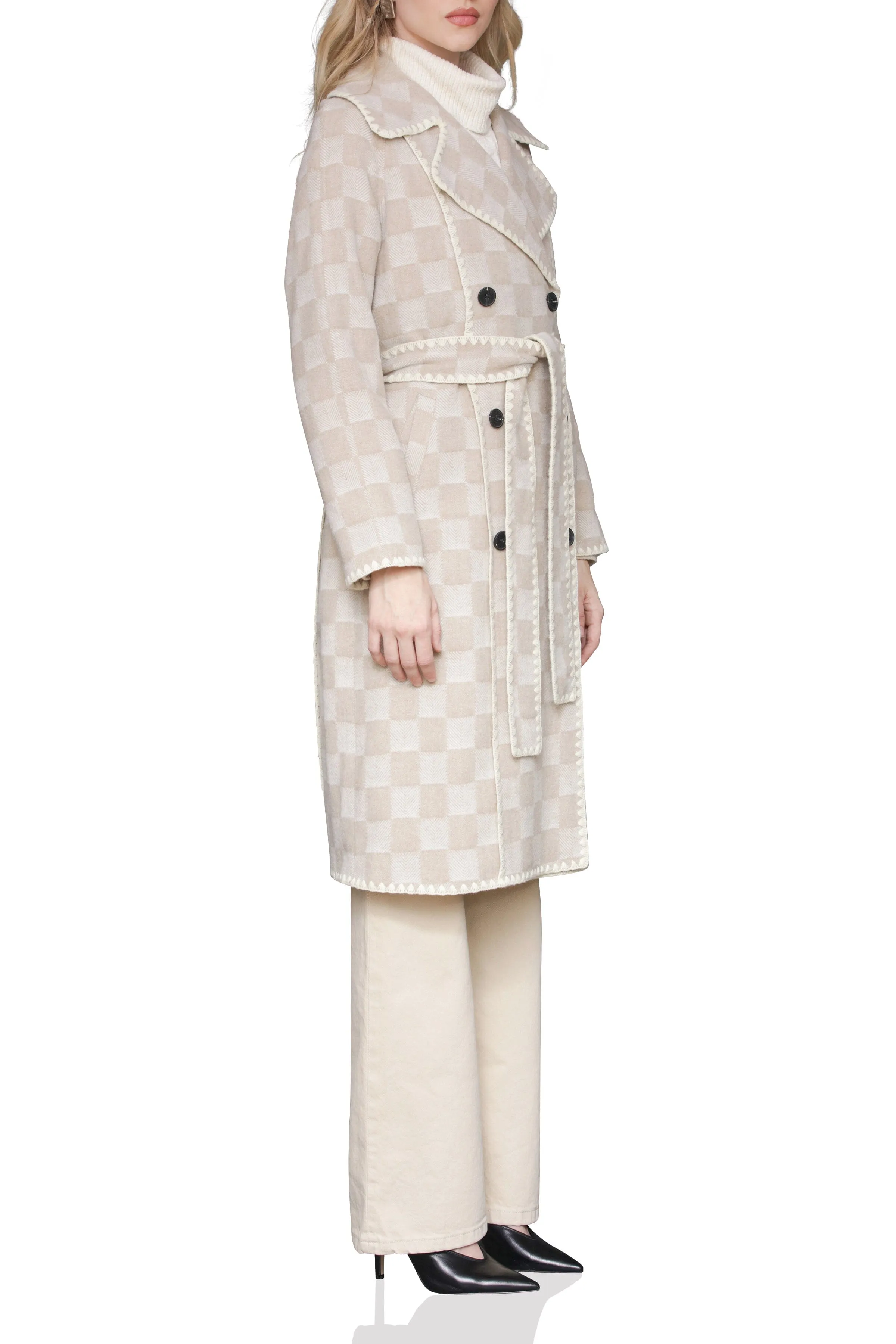 Plaid Blanket Stitch Trench Coat sold by Avec Les Filles product image thumbnail 4