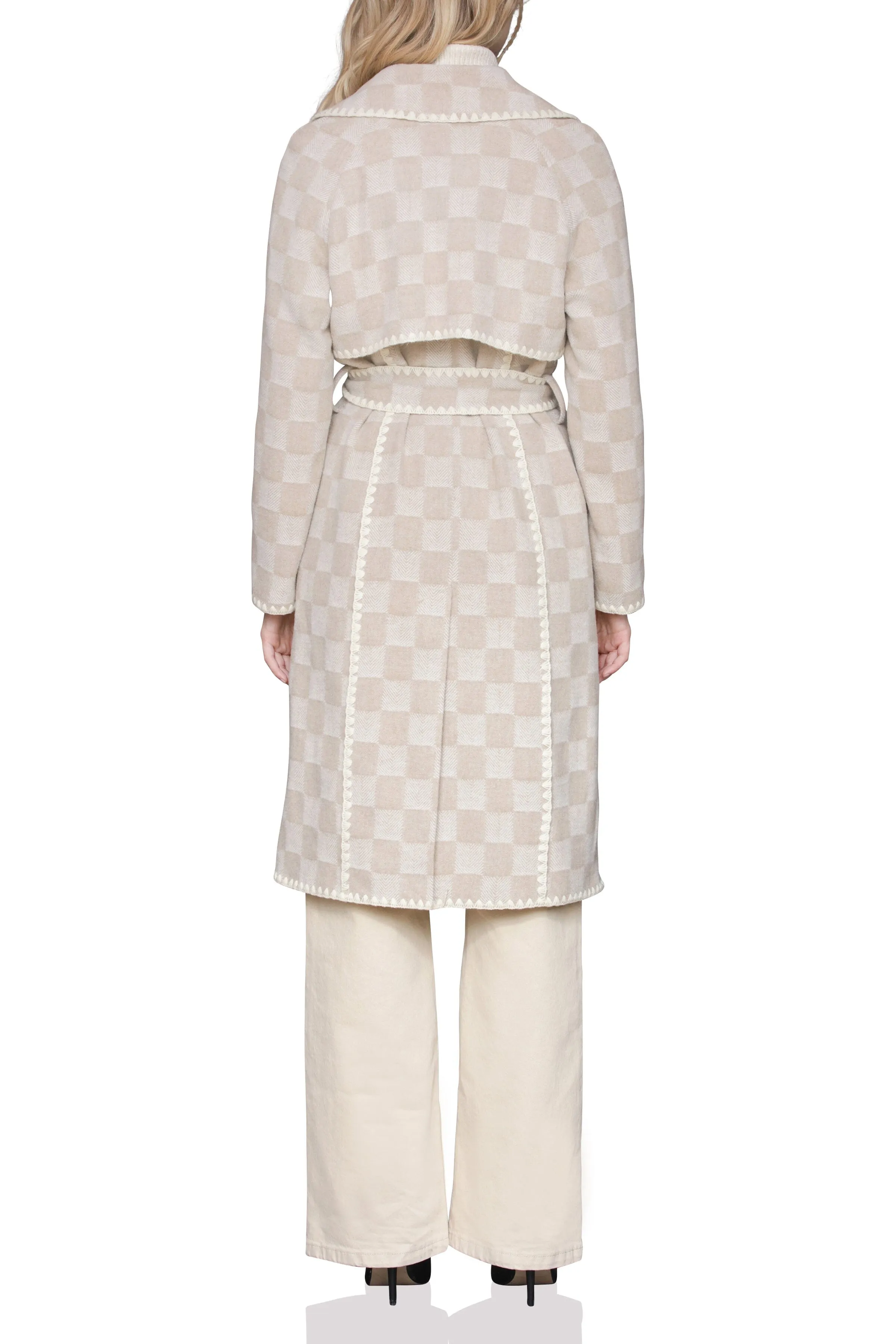 Plaid Blanket Stitch Trench Coat sold by Avec Les Filles product image thumbnail 2