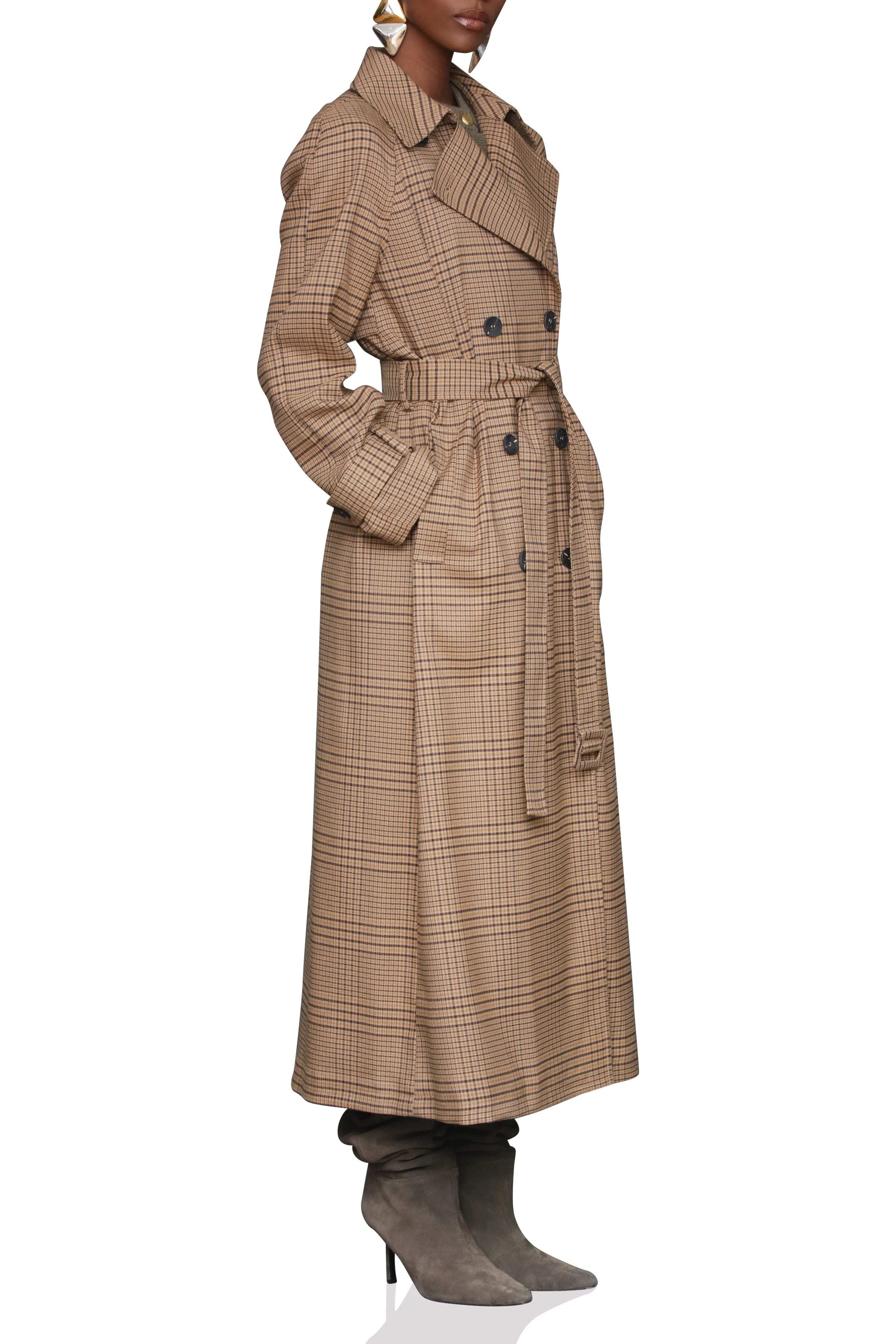 Oversized Plaid Maxi Trench Coat sold by Avec Les Filles product image thumbnail 5