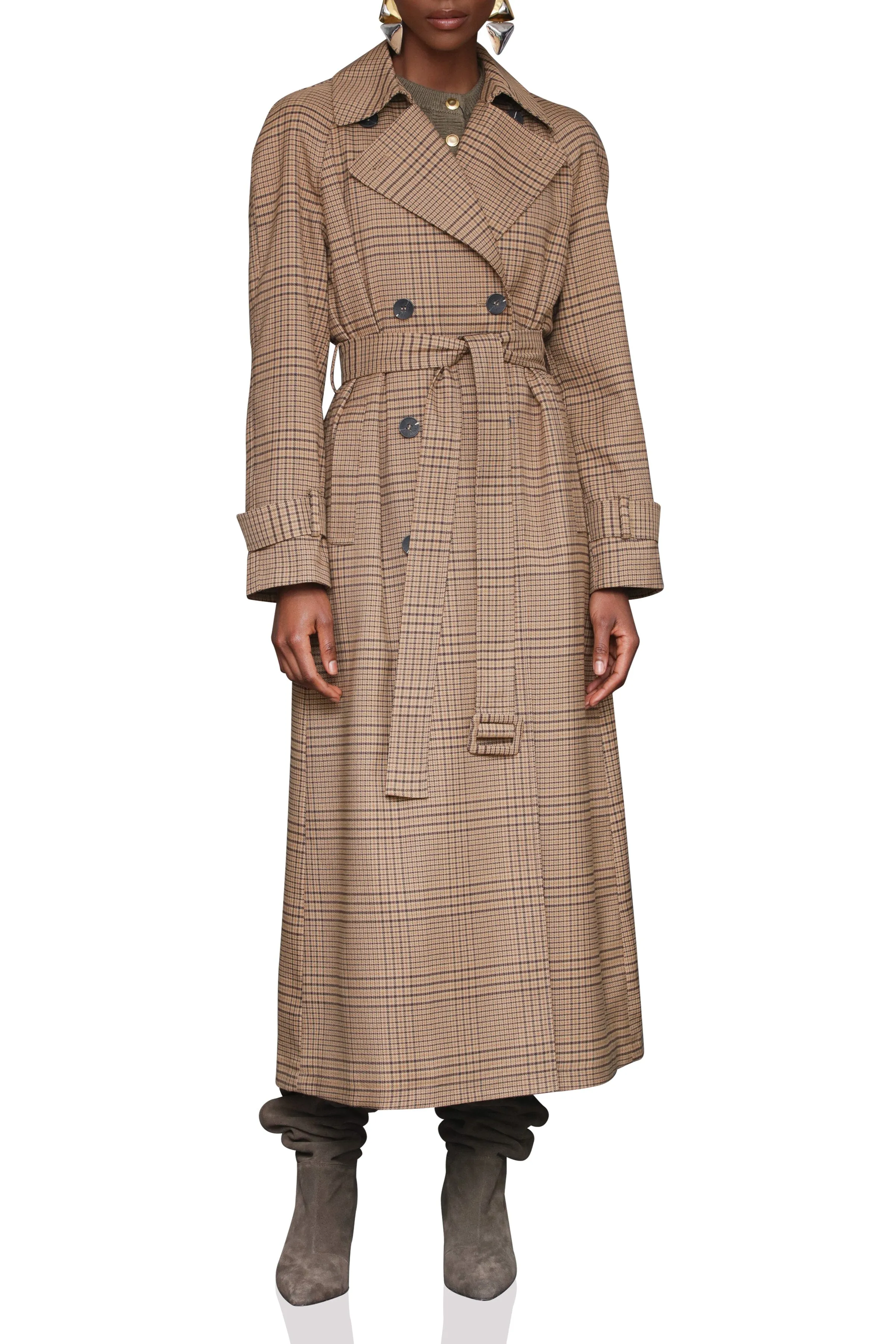Oversized Plaid Maxi Trench Coat sold by Avec Les Filles product image thumbnail 4