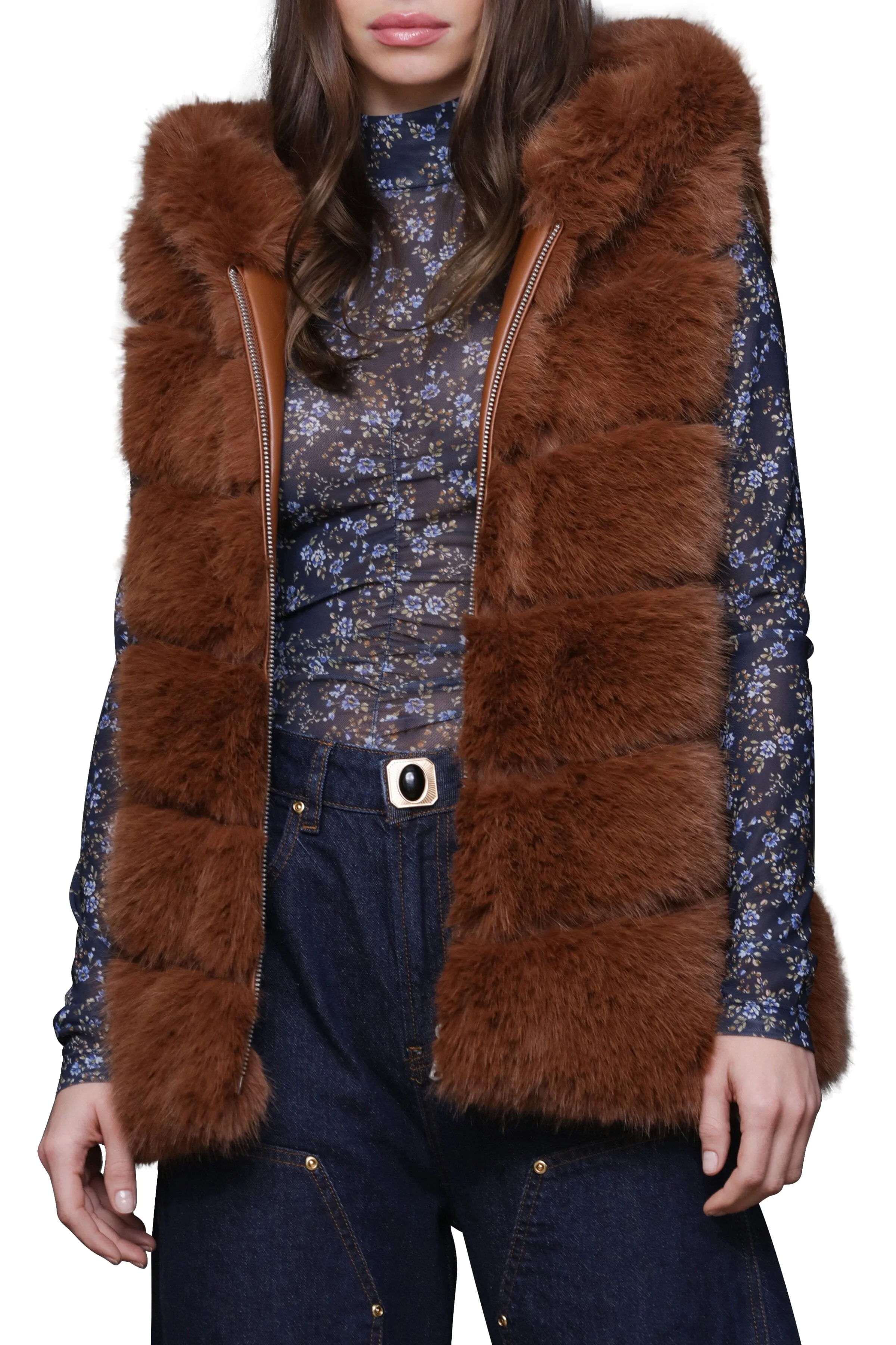 Luxe Faux Fur Paneled Vest sold by Avec Les Filles product image thumbnail 3