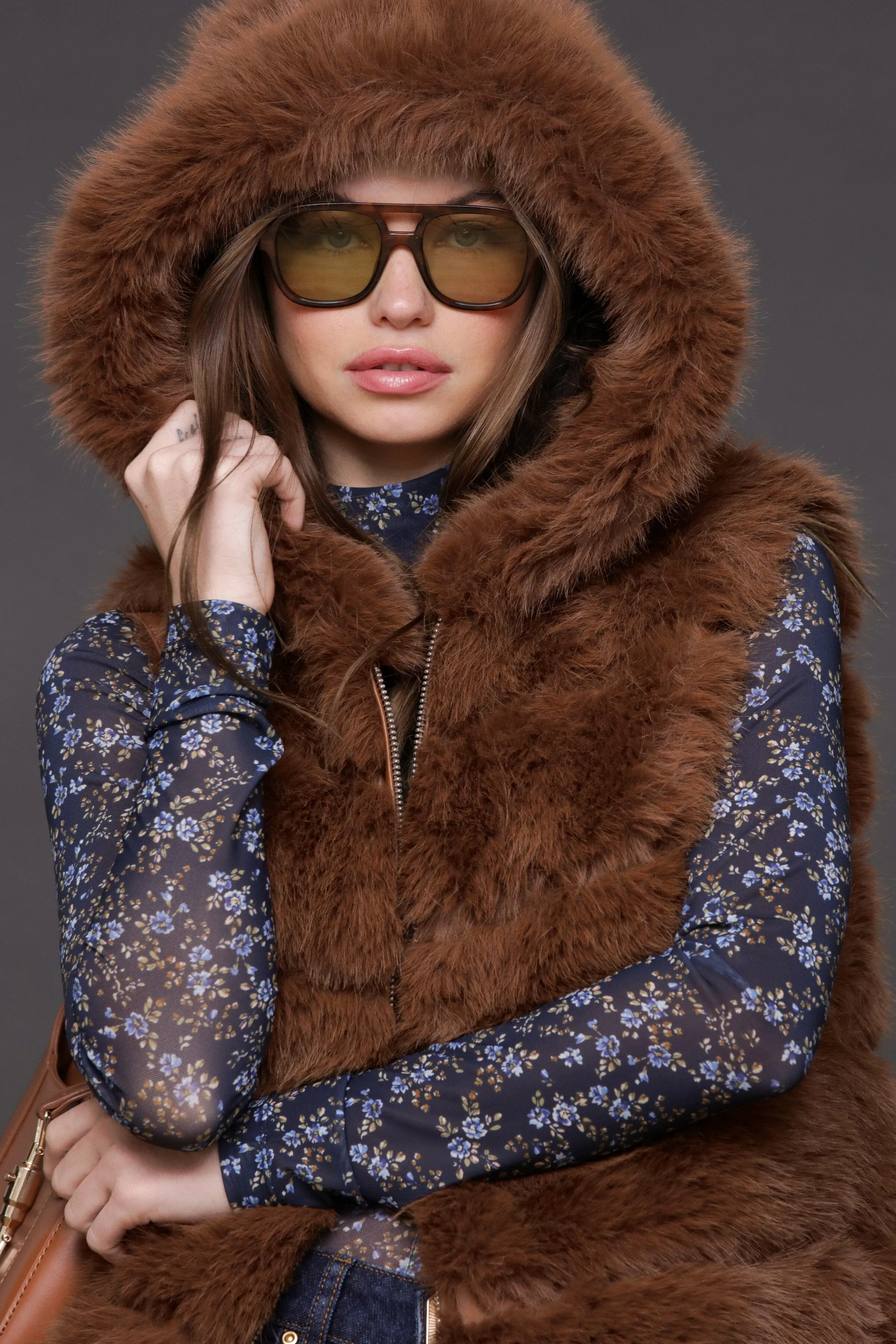 Luxe Faux Fur Paneled Vest sold by Avec Les Filles product image thumbnail 2