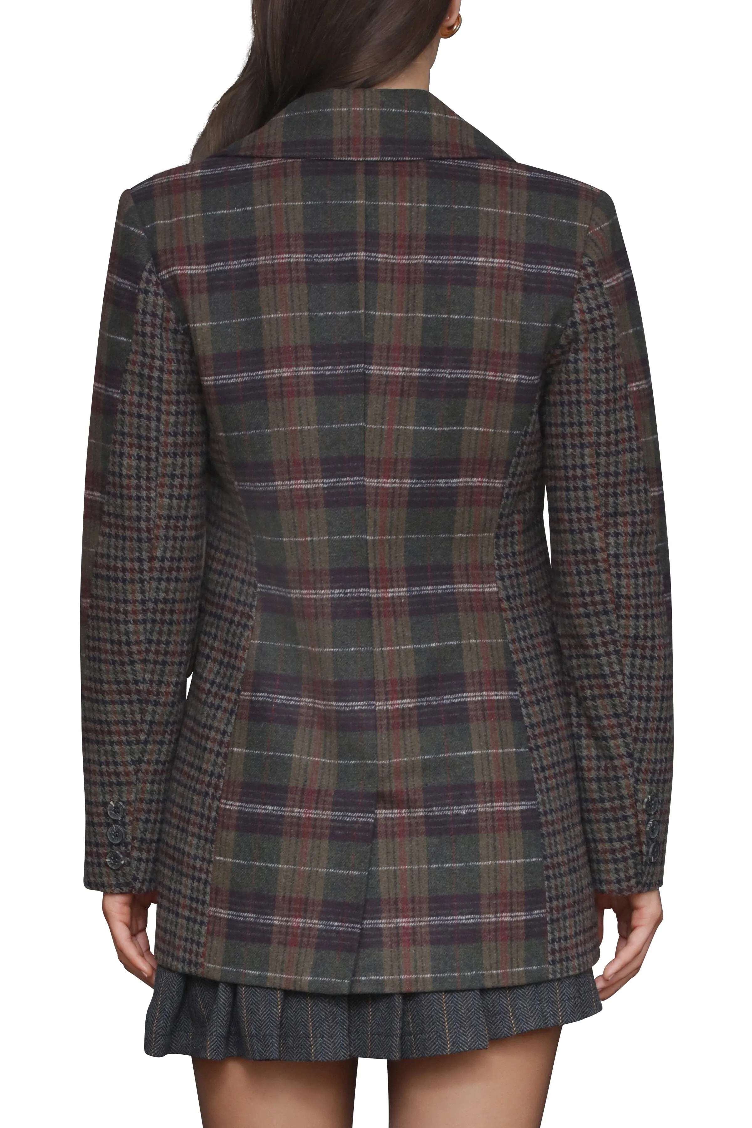 Contrast Plaid Tailored Blazer Coat sold by Avec Les Filles product image thumbnail 2
