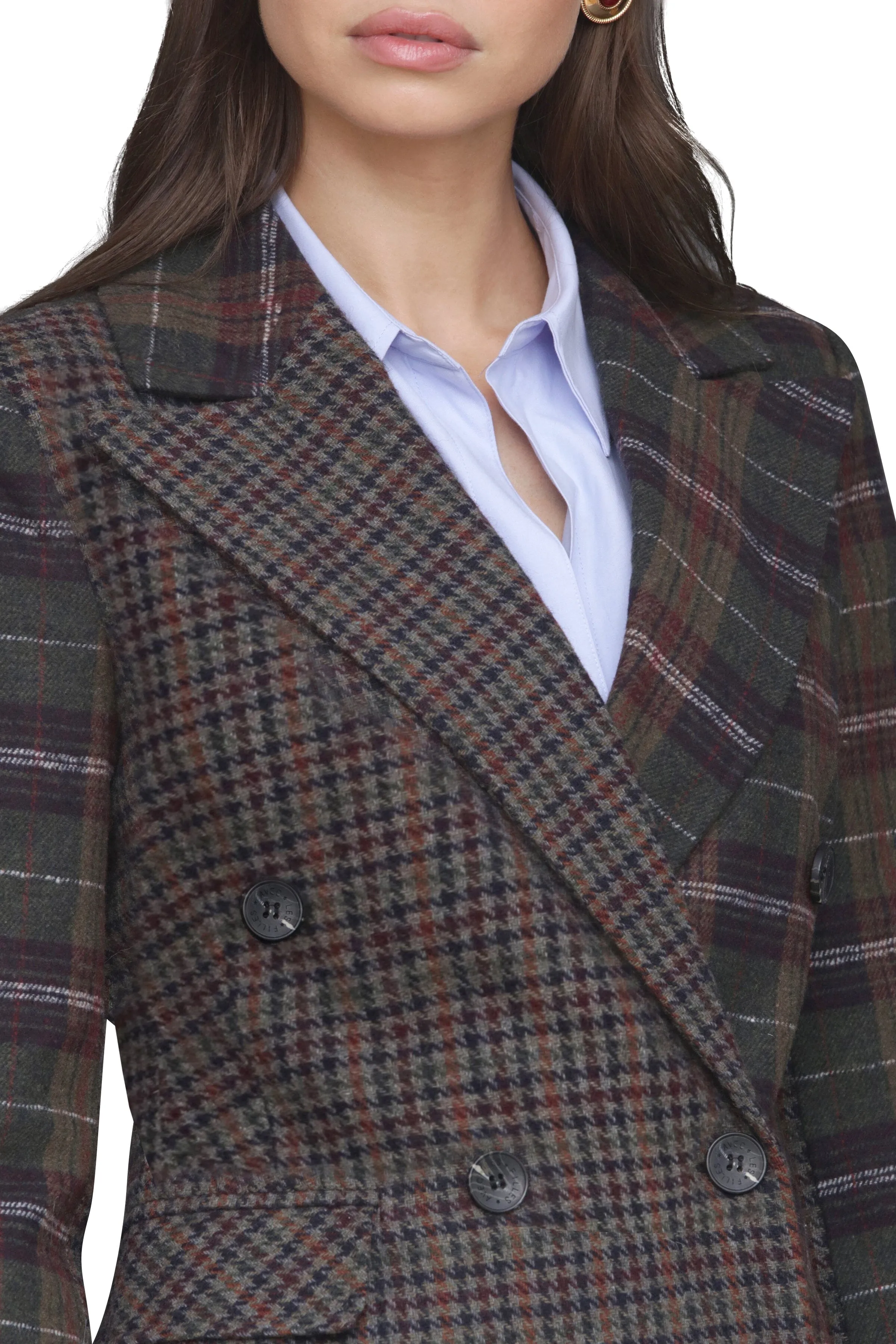 Contrast Plaid Tailored Blazer Coat sold by Avec Les Filles product image thumbnail 3